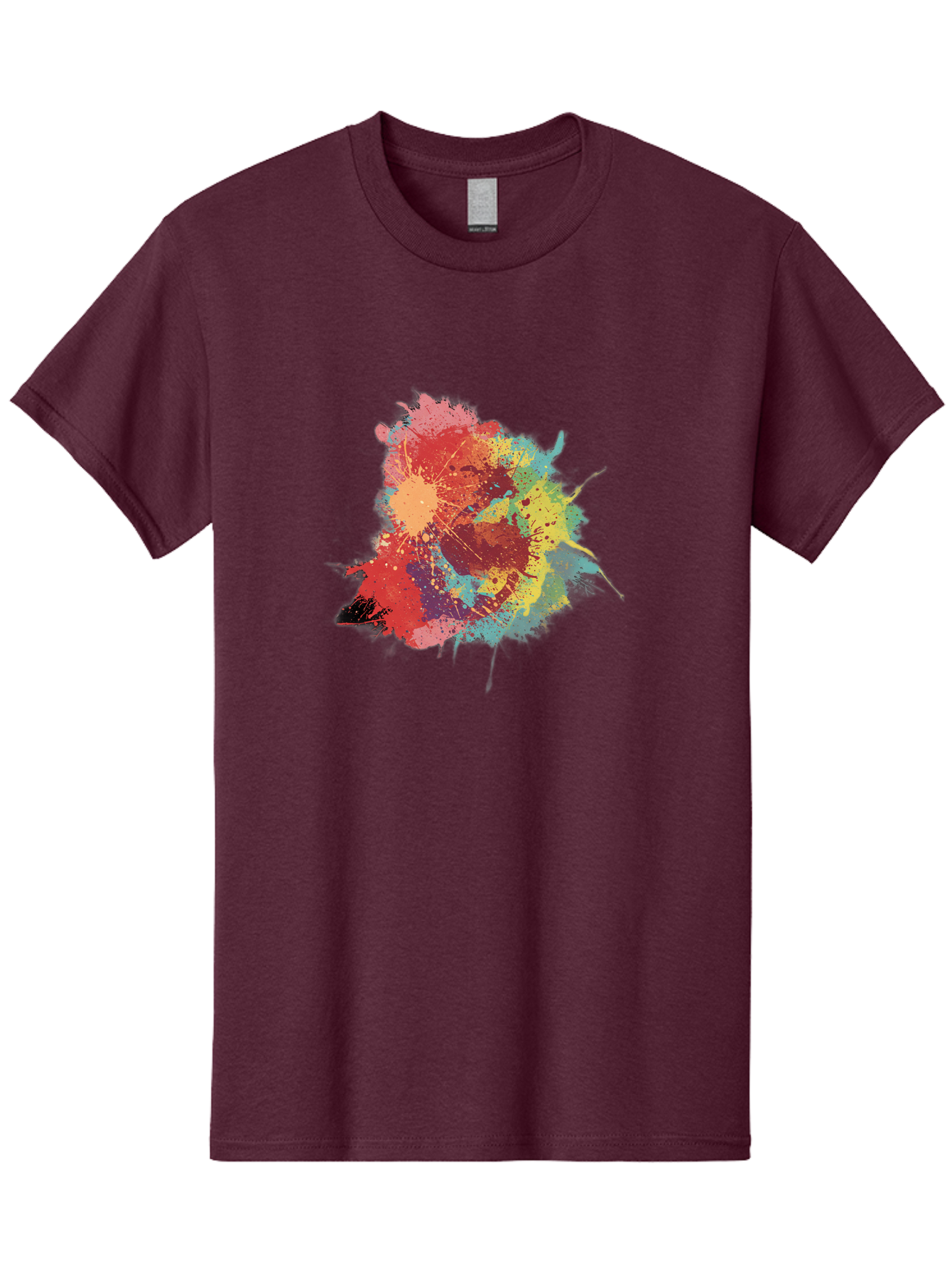 Colorful-Paint-Splatter Men'S Graphic Tee, 100% Cotton, Comfortable Casual Summer Wear, Machine Washable, Colorful Paint Splash, Vibrant Colors, Abstract Art, Dynamic Splatters, Creative Expression, Multicolored Design, Artistic Splatter, Baa392