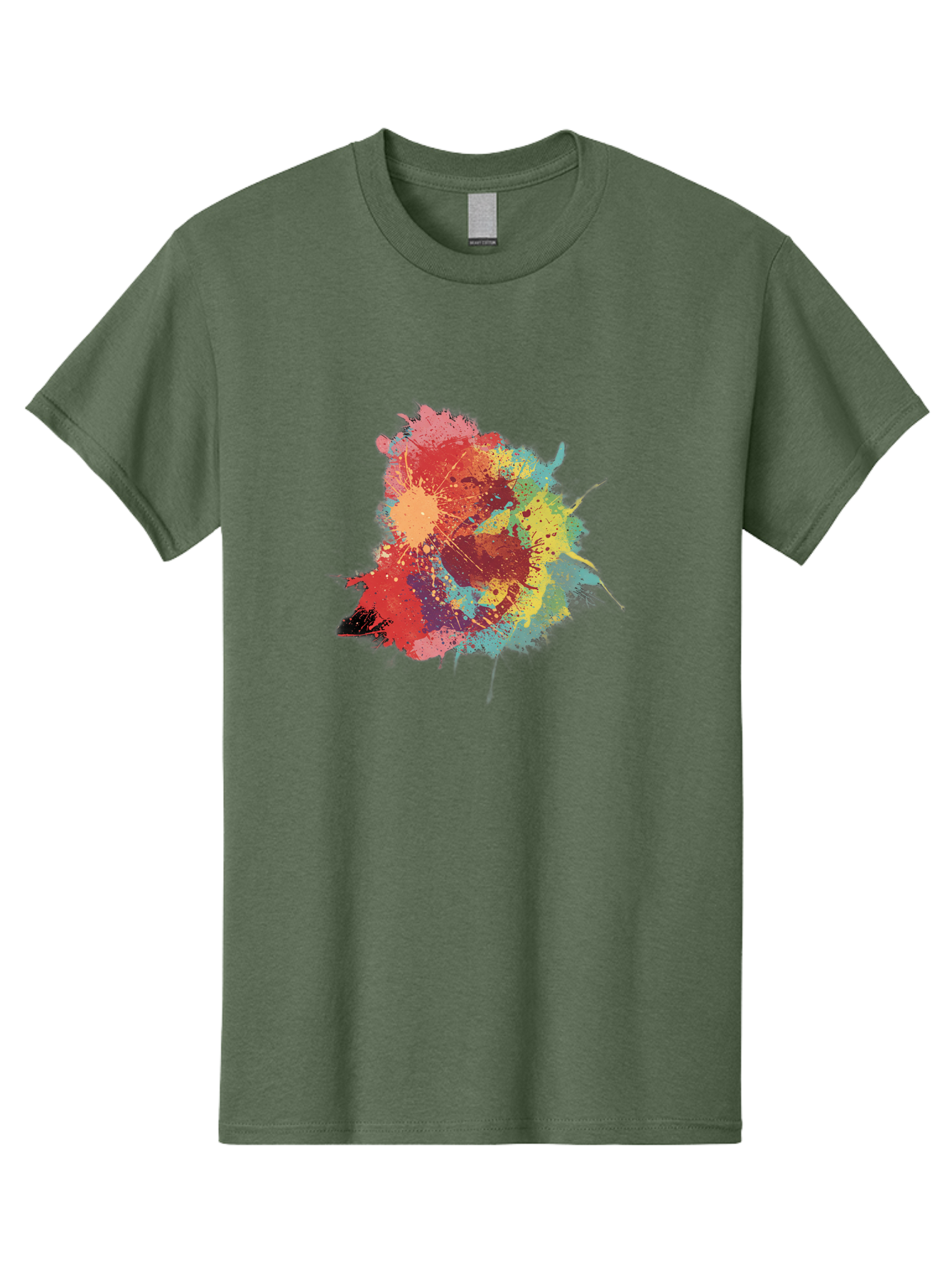 Colorful-Paint-Splatter Men'S Graphic Tee, 100% Cotton, Comfortable Casual Summer Wear, Machine Washable, Colorful Paint Splash, Vibrant Colors, Abstract Art, Dynamic Splatters, Creative Expression, Multicolored Design, Artistic Splatter, Baa392