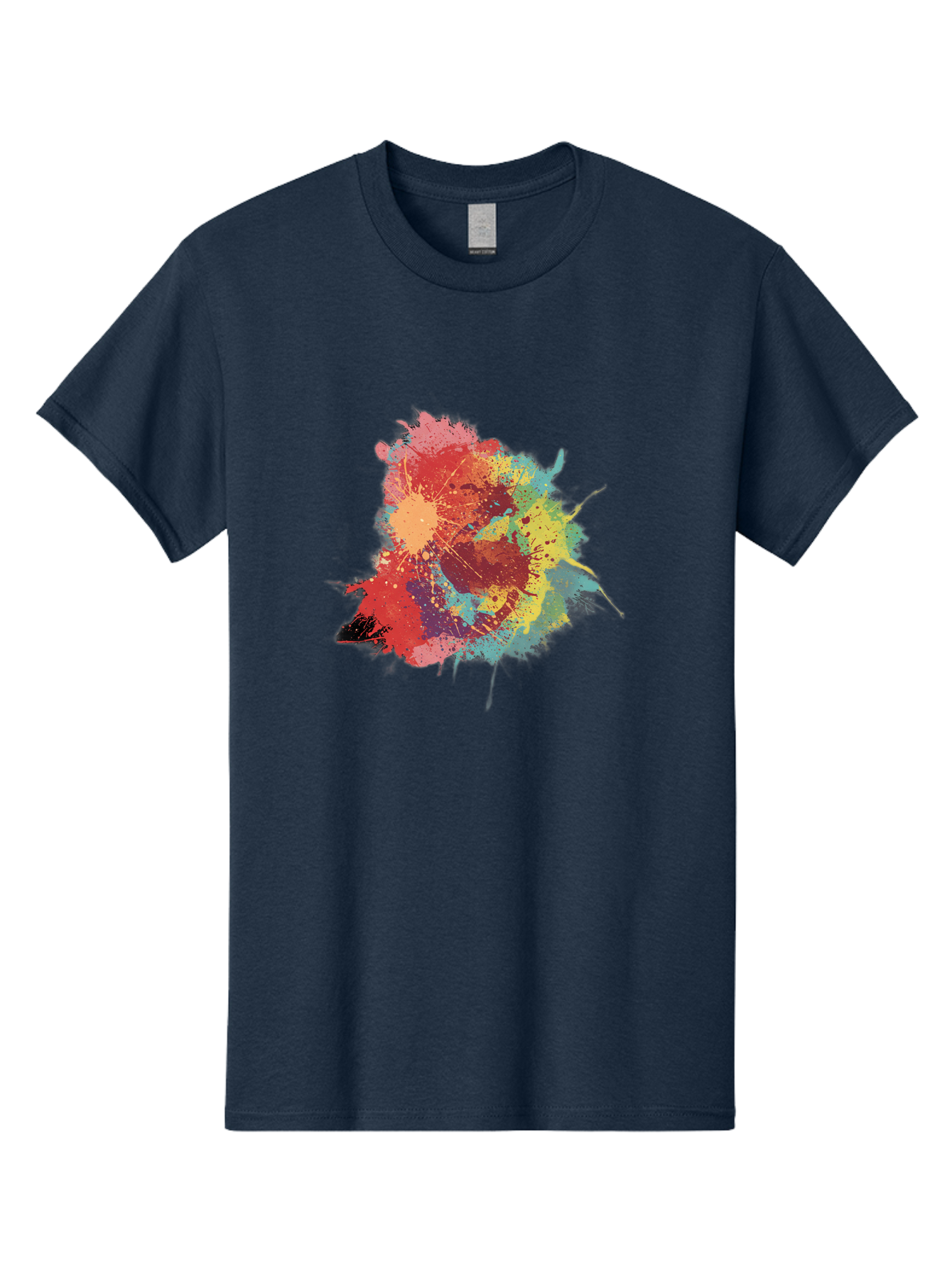 Colorful-Paint-Splatter Men'S Graphic Tee, 100% Cotton, Comfortable Casual Summer Wear, Machine Washable, Colorful Paint Splash, Vibrant Colors, Abstract Art, Dynamic Splatters, Creative Expression, Multicolored Design, Artistic Splatter, Baa392