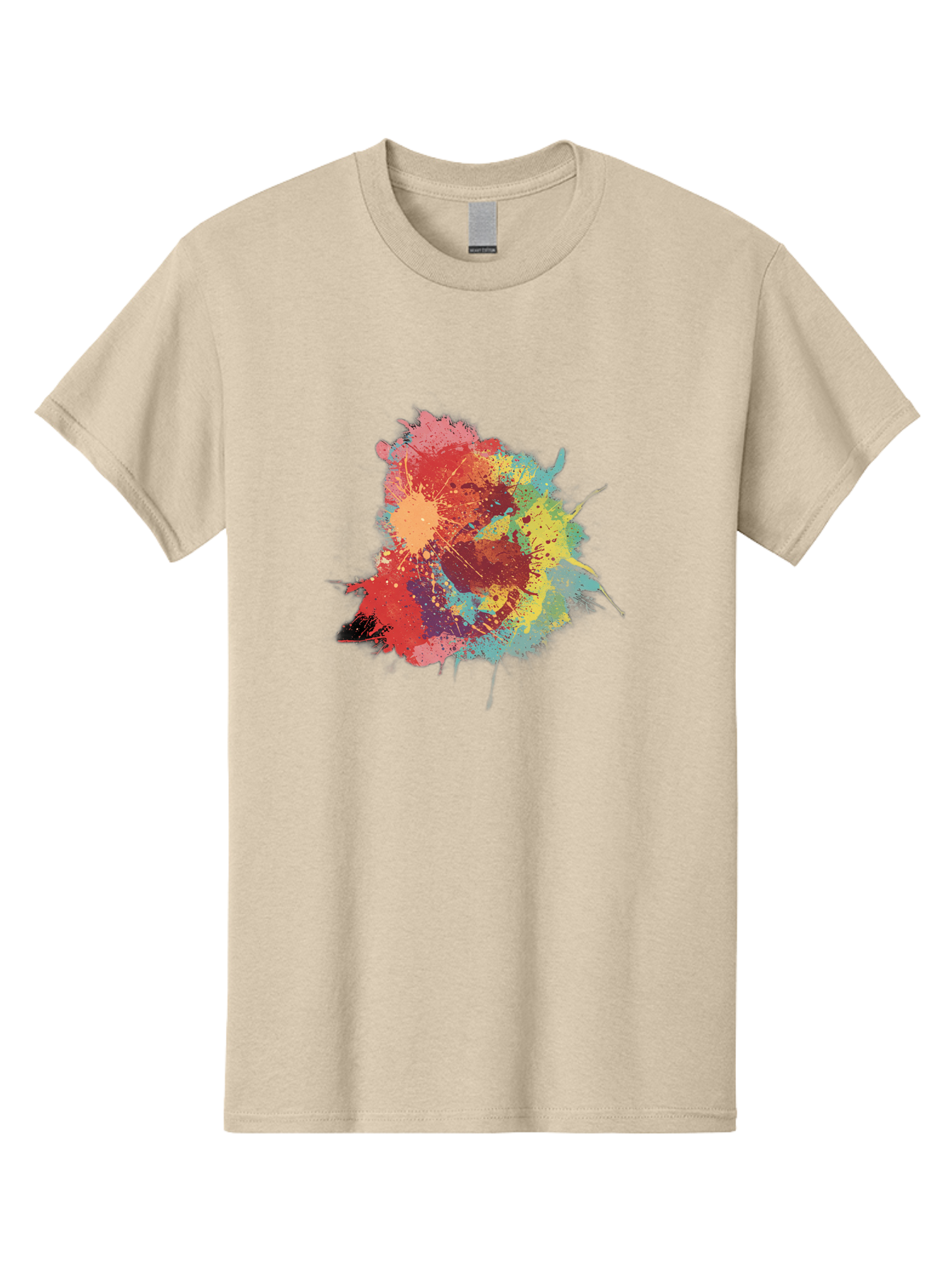 Colorful-Paint-Splatter Men'S Graphic Tee, 100% Cotton, Comfortable Casual Summer Wear, Machine Washable, Colorful Paint Splash, Vibrant Colors, Abstract Art, Dynamic Splatters, Creative Expression, Multicolored Design, Artistic Splatter, Baa392