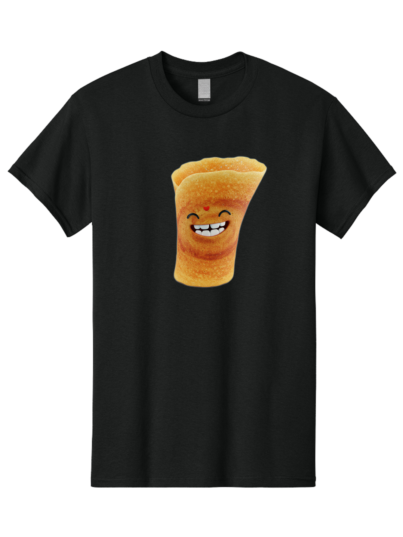 Conical-Crepe Men'S Graphic Tee, 100% Cotton, Comfortable Casual Summer Wear, Machine Washable, Crepe Cone, Smiling Face, Happy Expression, Food Illustration, Cartoon Character, Breakfast Food, Dessert Cone, Sweet Treat, Tasty Delight, Baa395