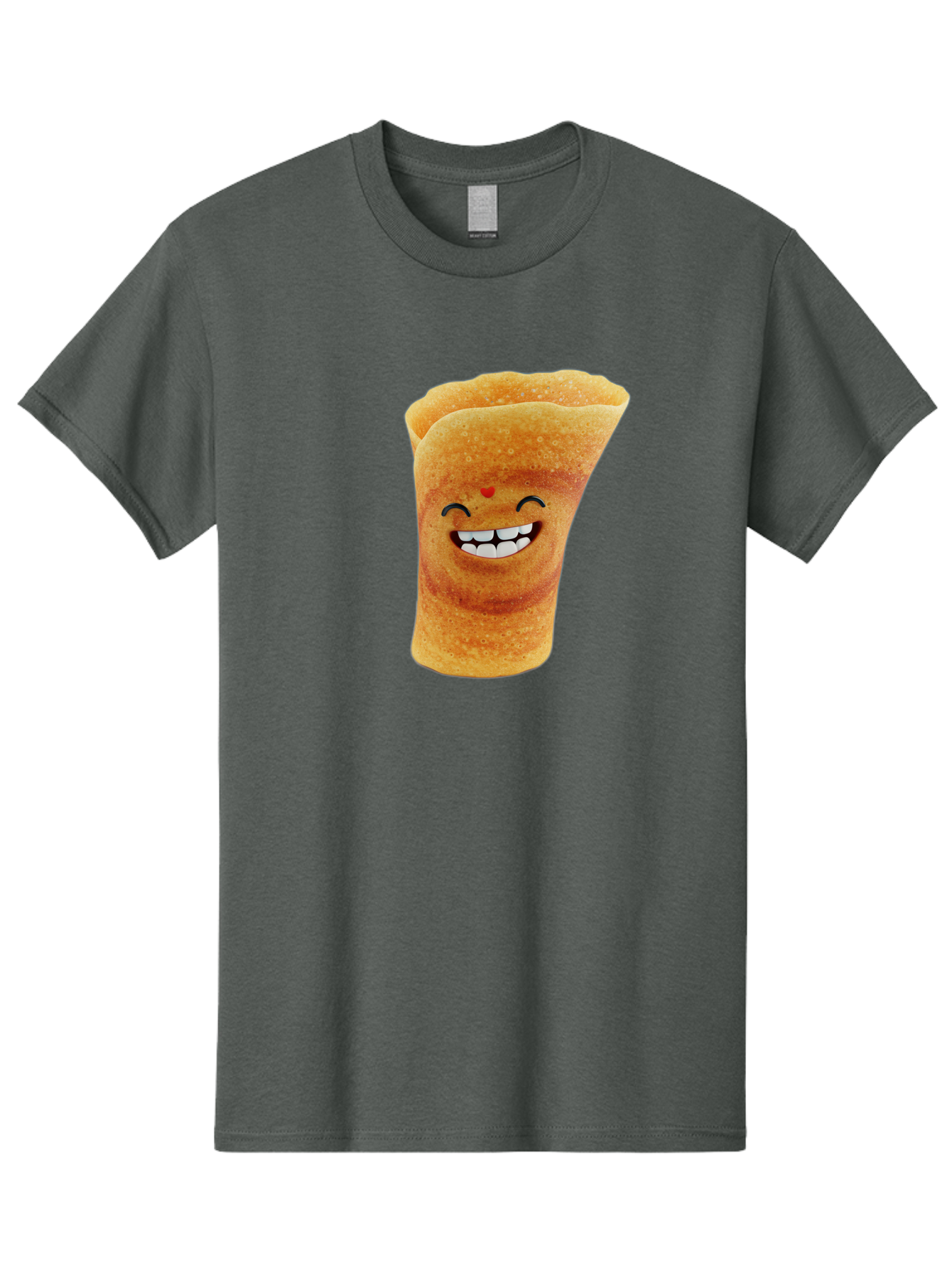 Conical-Crepe Men'S Graphic Tee, 100% Cotton, Comfortable Casual Summer Wear, Machine Washable, Crepe Cone, Smiling Face, Happy Expression, Food Illustration, Cartoon Character, Breakfast Food, Dessert Cone, Sweet Treat, Tasty Delight, Baa395
