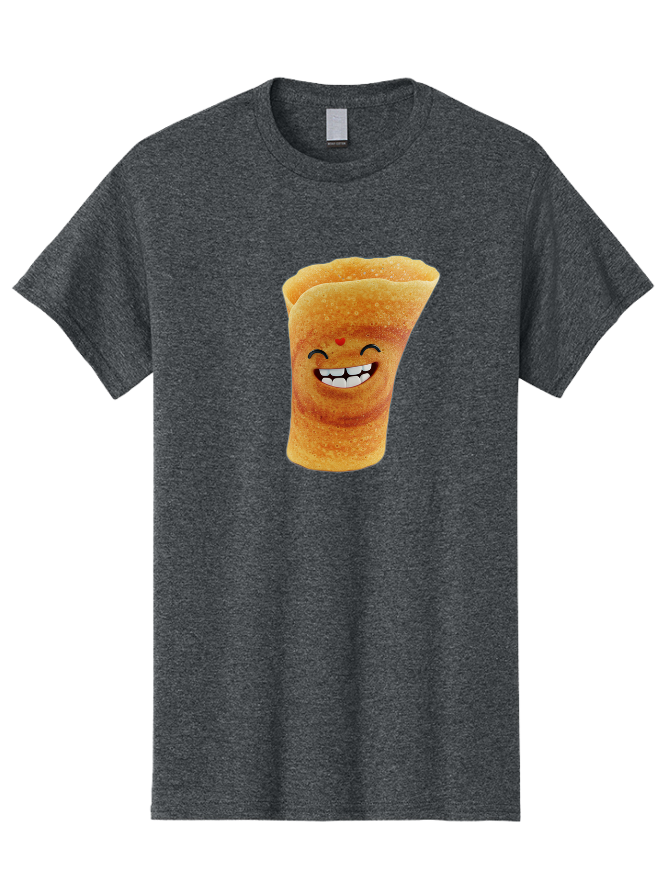Conical-Crepe Men'S Graphic Tee, 100% Cotton, Comfortable Casual Summer Wear, Machine Washable, Crepe Cone, Smiling Face, Happy Expression, Food Illustration, Cartoon Character, Breakfast Food, Dessert Cone, Sweet Treat, Tasty Delight, Baa395