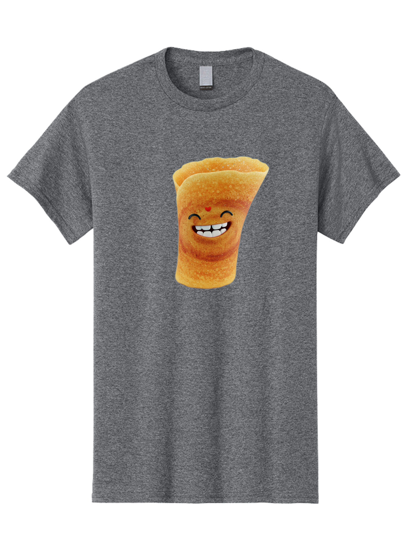 Conical-Crepe Men'S Graphic Tee, 100% Cotton, Comfortable Casual Summer Wear, Machine Washable, Crepe Cone, Smiling Face, Happy Expression, Food Illustration, Cartoon Character, Breakfast Food, Dessert Cone, Sweet Treat, Tasty Delight, Baa395