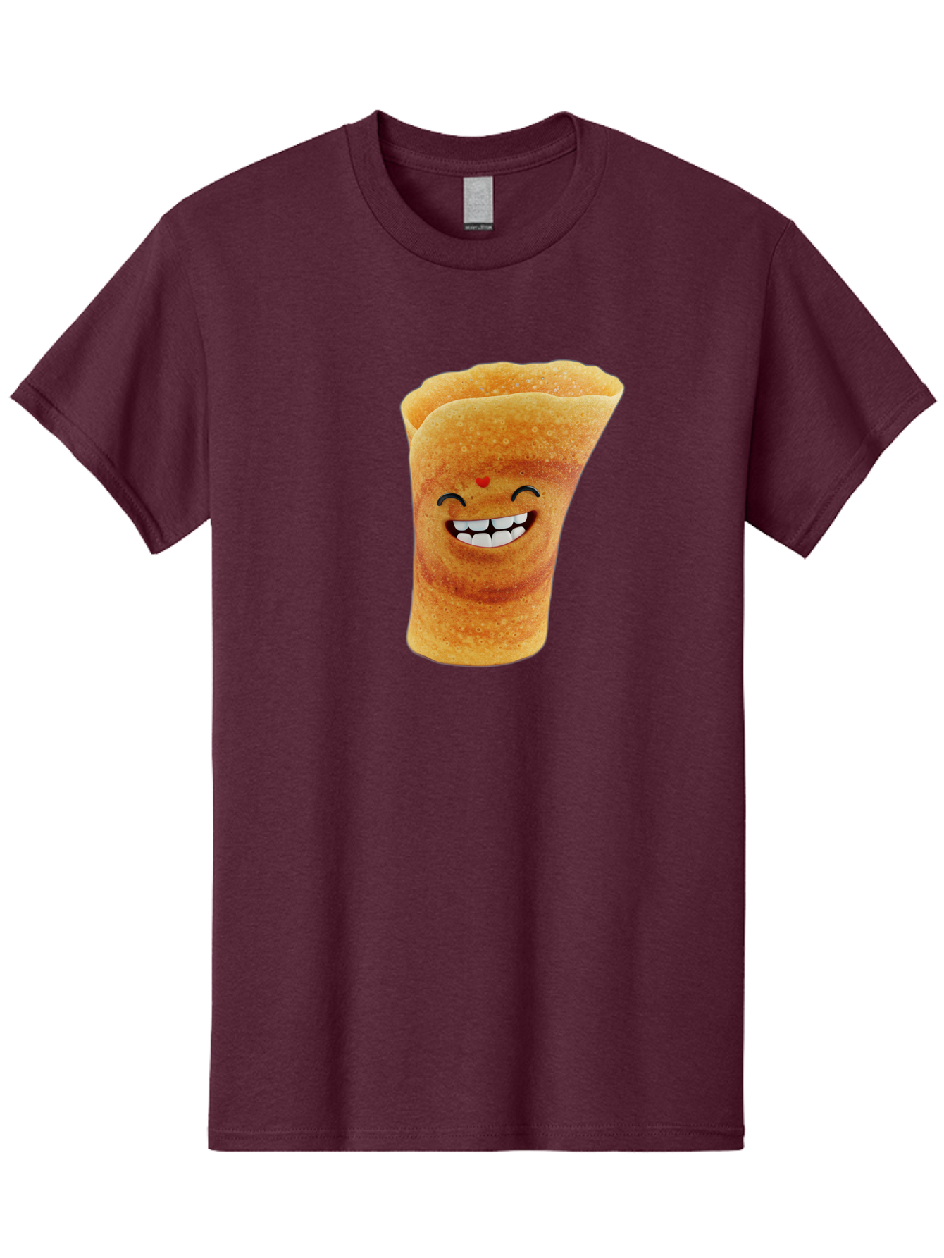 Conical-Crepe Men'S Graphic Tee, 100% Cotton, Comfortable Casual Summer Wear, Machine Washable, Crepe Cone, Smiling Face, Happy Expression, Food Illustration, Cartoon Character, Breakfast Food, Dessert Cone, Sweet Treat, Tasty Delight, Baa395
