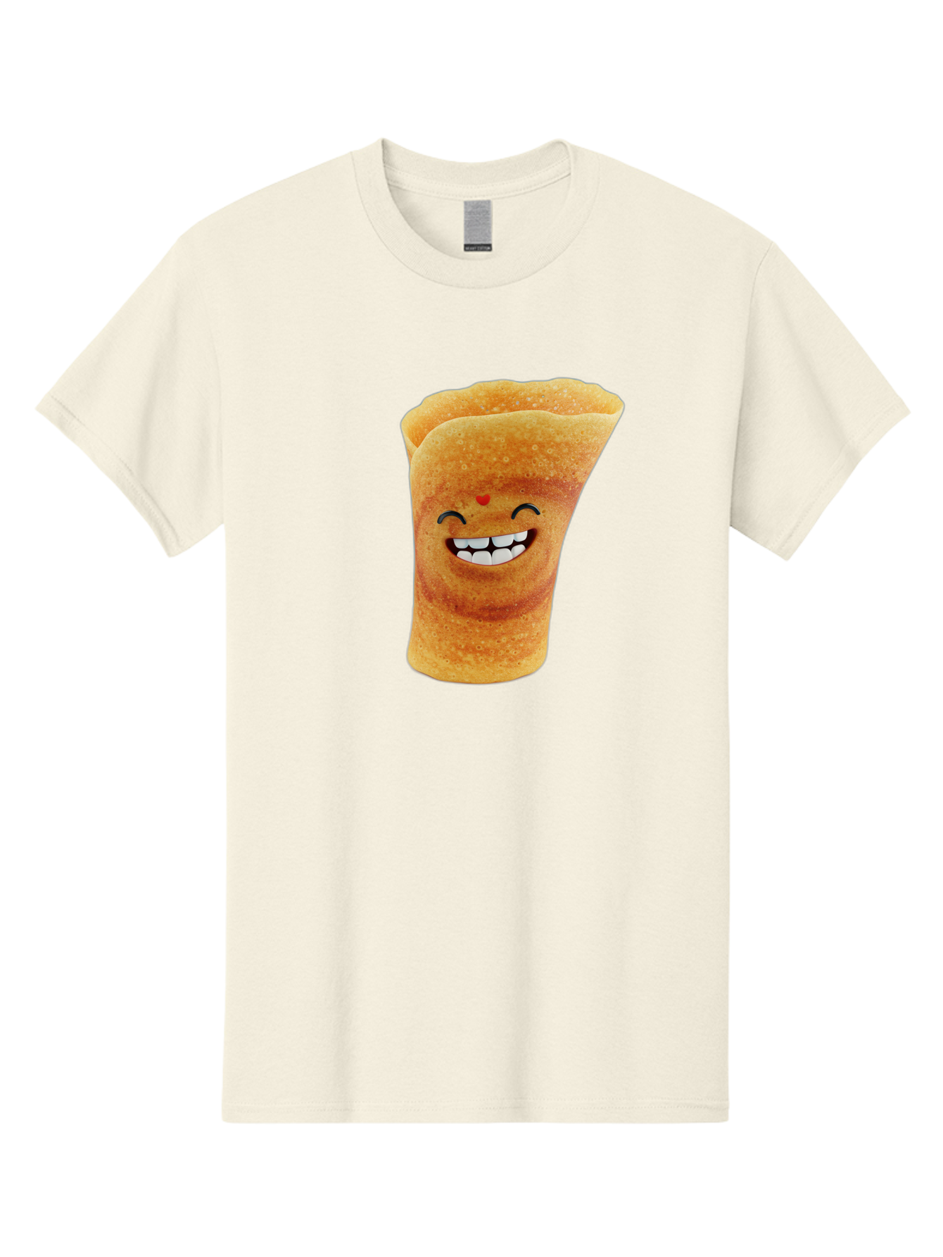 Conical-Crepe Men'S Graphic Tee, 100% Cotton, Comfortable Casual Summer Wear, Machine Washable, Crepe Cone, Smiling Face, Happy Expression, Food Illustration, Cartoon Character, Breakfast Food, Dessert Cone, Sweet Treat, Tasty Delight, Baa395