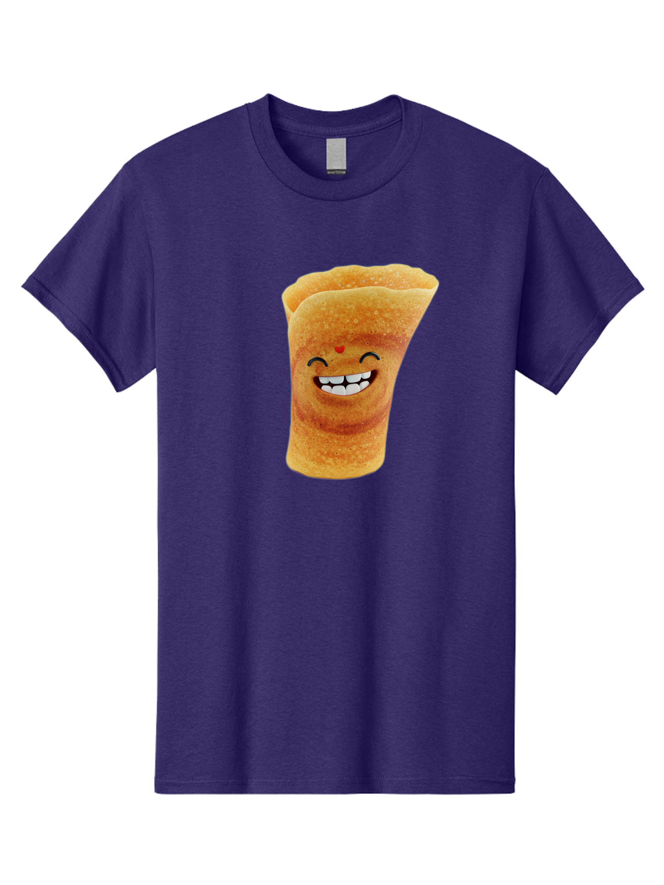 Conical-Crepe Men'S Graphic Tee, 100% Cotton, Comfortable Casual Summer Wear, Machine Washable, Crepe Cone, Smiling Face, Happy Expression, Food Illustration, Cartoon Character, Breakfast Food, Dessert Cone, Sweet Treat, Tasty Delight, Baa395