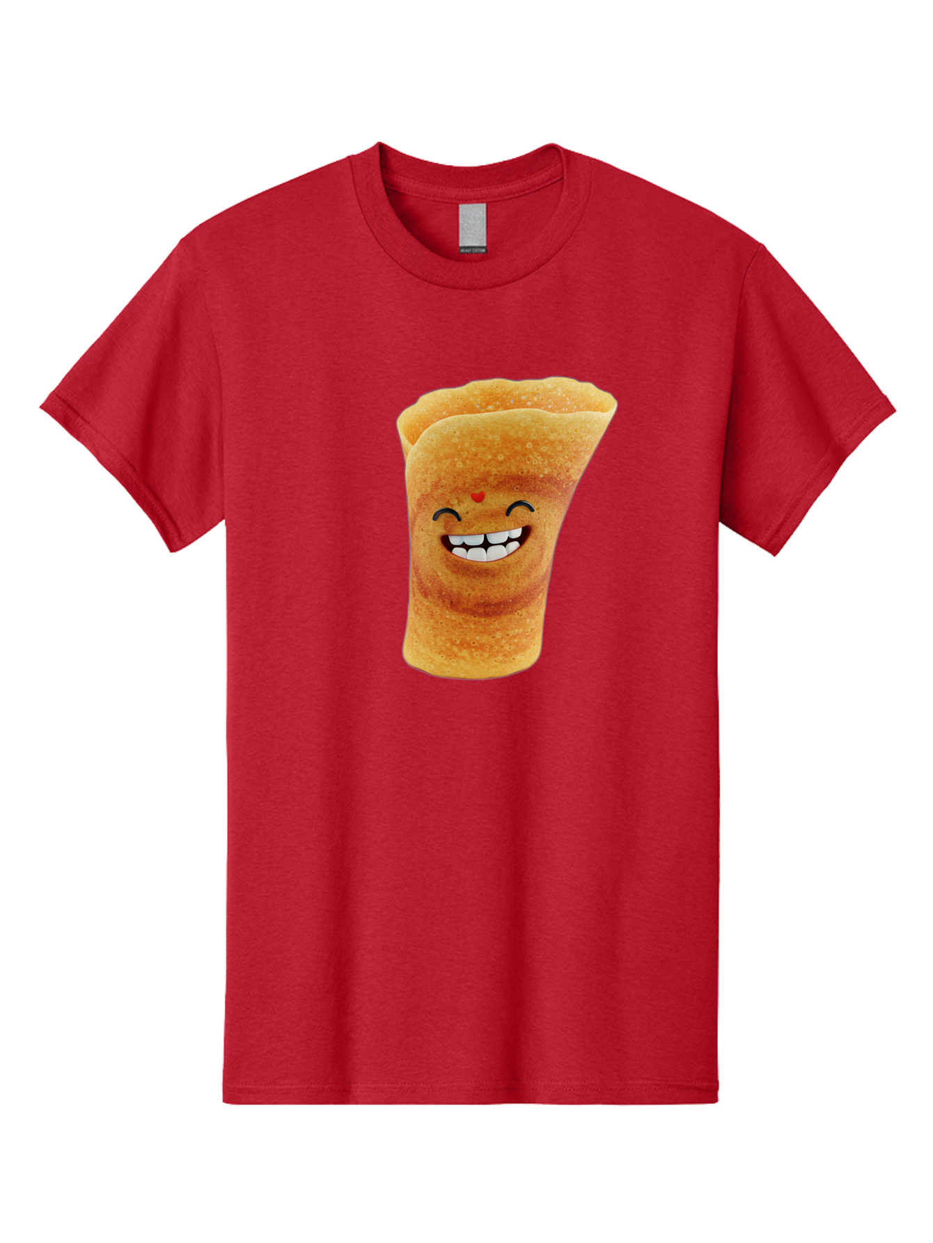 Conical-Crepe Men'S Graphic Tee, 100% Cotton, Comfortable Casual Summer Wear, Machine Washable, Crepe Cone, Smiling Face, Happy Expression, Food Illustration, Cartoon Character, Breakfast Food, Dessert Cone, Sweet Treat, Tasty Delight, Baa395