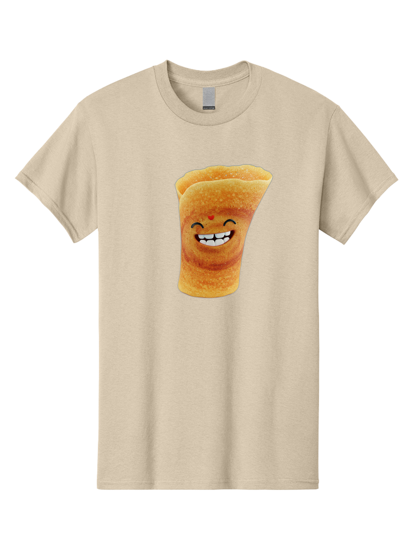 Conical-Crepe Men'S Graphic Tee, 100% Cotton, Comfortable Casual Summer Wear, Machine Washable, Crepe Cone, Smiling Face, Happy Expression, Food Illustration, Cartoon Character, Breakfast Food, Dessert Cone, Sweet Treat, Tasty Delight, Baa395