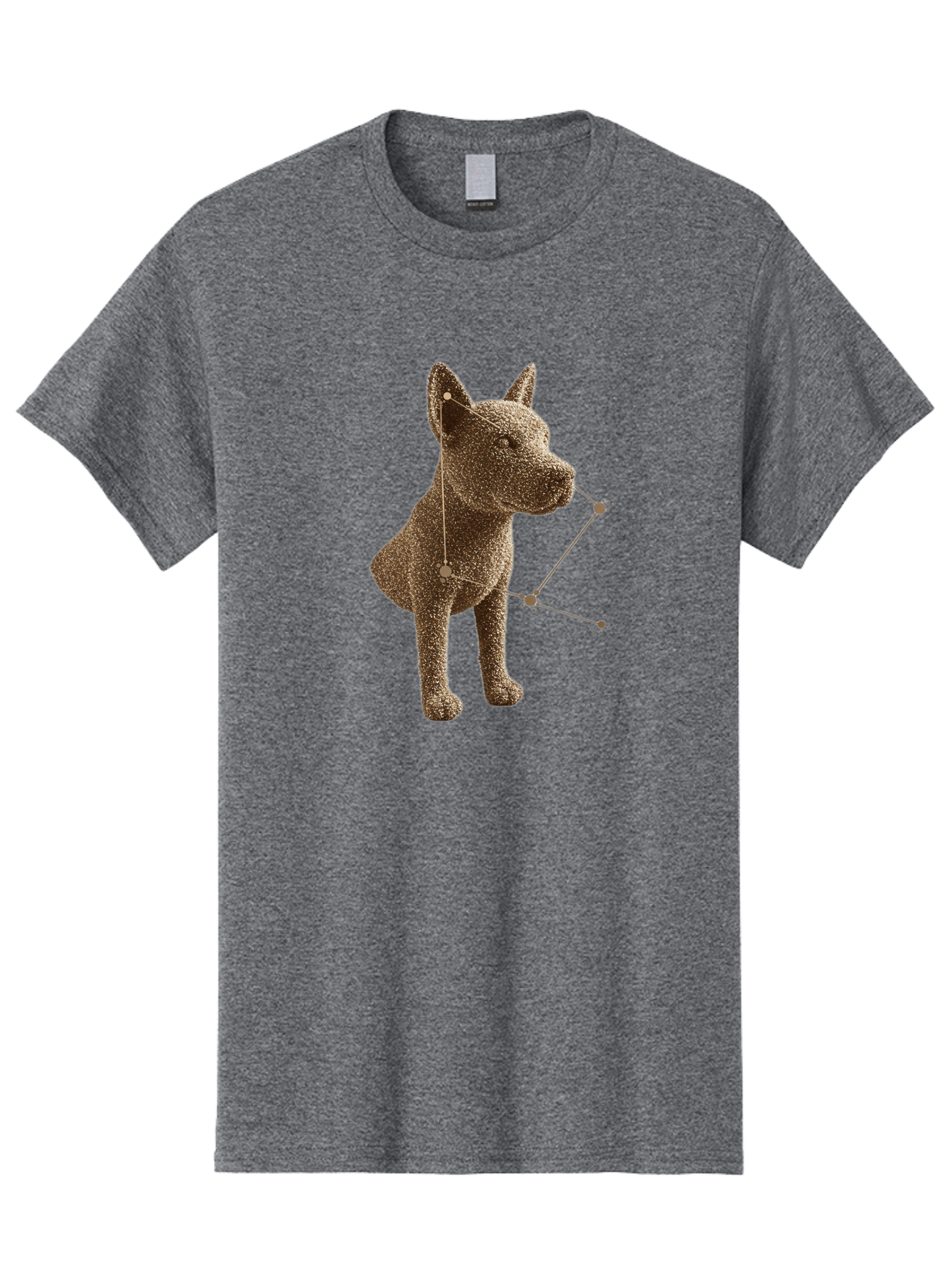 Constellation-Dog Men'S Graphic Tee, 100% Cotton, Comfortable Casual Summer Wear, Machine Washable, Stylized Dog Illustration, Constellation Pattern, Geometric Design, Modern Art, Dog Silhouette, Celestial Theme, Abstract Dog Art, Baa396