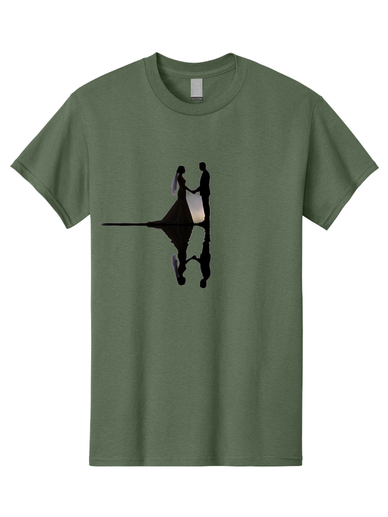 Couple-Silhouette-1 Men'S Graphic Tee, 100% Cotton, Comfortable Casual Summer Wear, Machine Washable, Couple Holding Hands, Romantic Love, Wedding Vows, Couple'S Unity, Hand In Hand, Love Forever, Together Forever, Silhouette Art Baa406