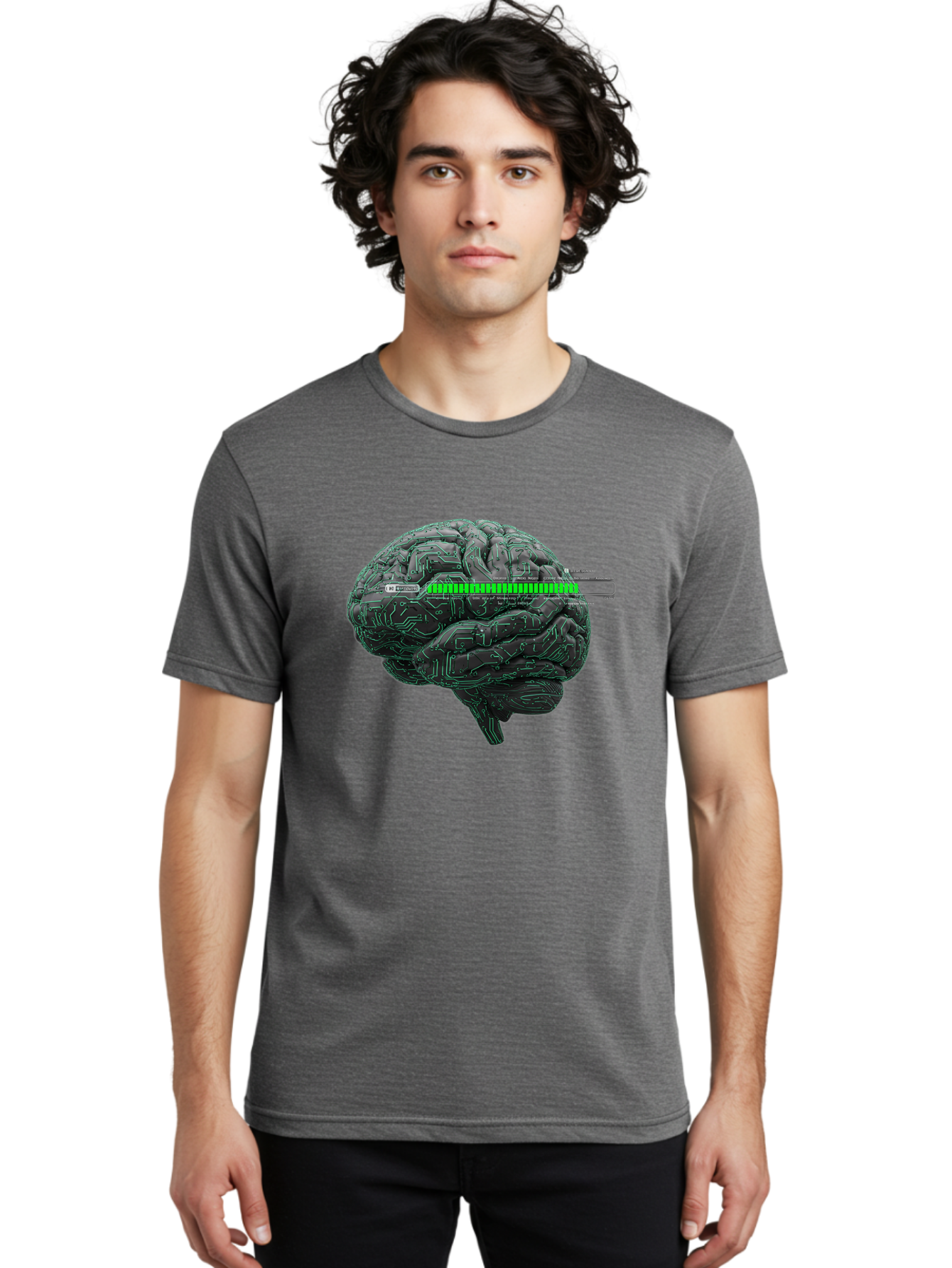 Cpu-Brain Men'S Graphic Tee, 100% Cotton, Comfortable Casual Summer Wear, Machine Washable, Human Brain, Circuit Board, Technology Integration, Futuristic Design, Artificial Intelligence, Neuroscience, Me Grown, Tech Meets Biology Baa409
