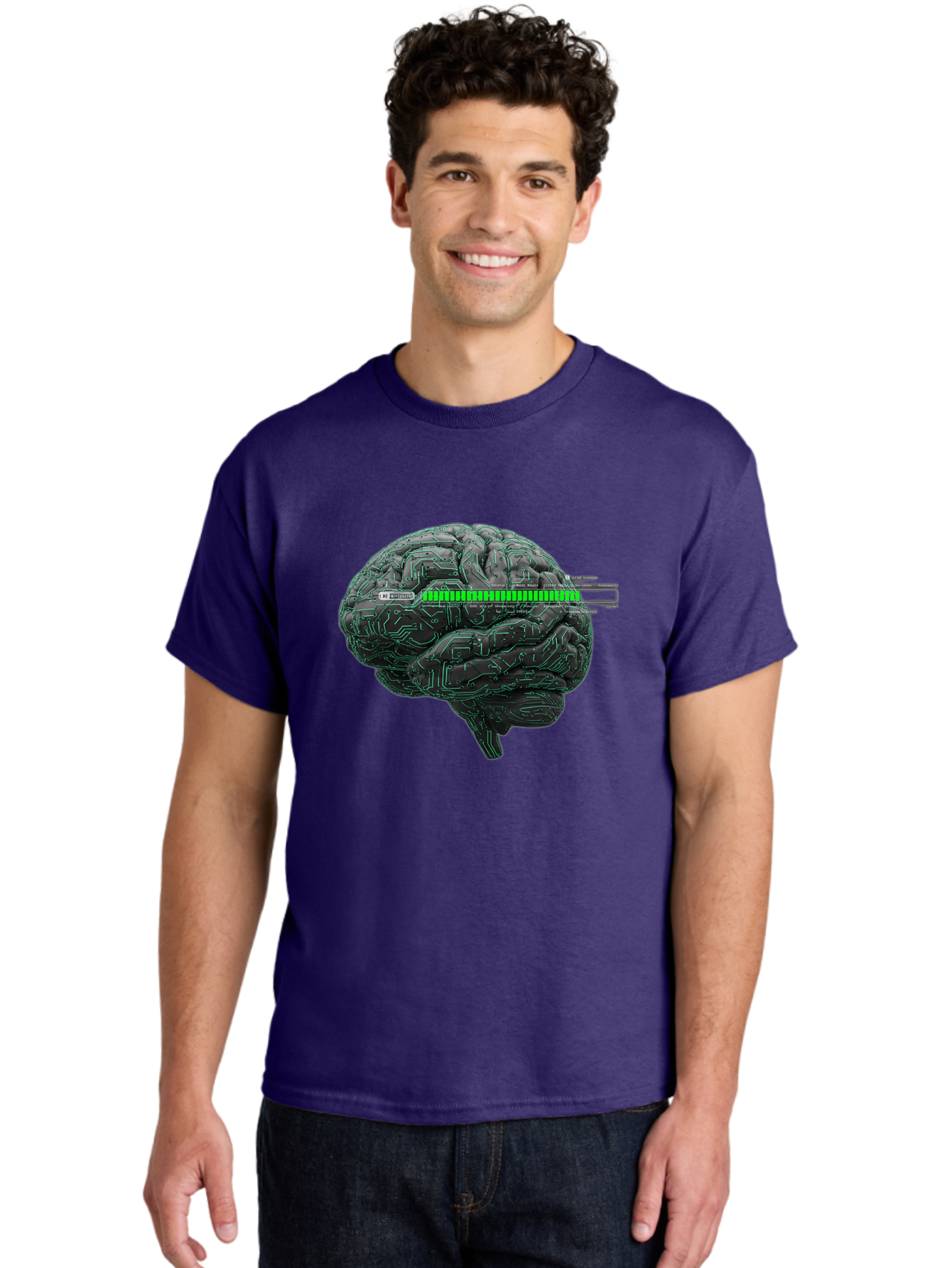 Cpu-Brain Men'S Graphic Tee, 100% Cotton, Comfortable Casual Summer Wear, Machine Washable, Human Brain, Circuit Board, Technology Integration, Futuristic Design, Artificial Intelligence, Neuroscience, Me Grown, Tech Meets Biology Baa409