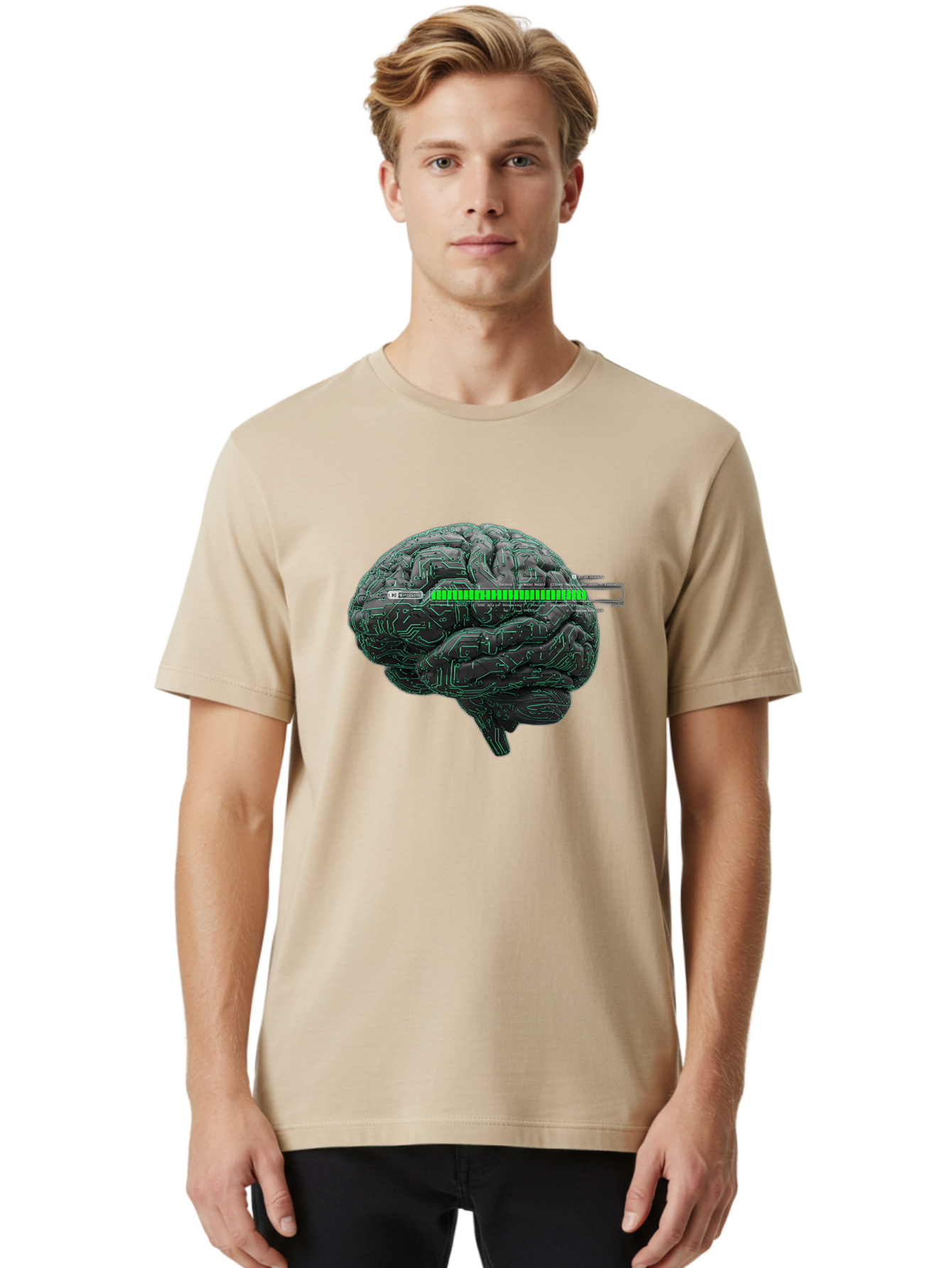 Cpu-Brain Men'S Graphic Tee, 100% Cotton, Comfortable Casual Summer Wear, Machine Washable, Human Brain, Circuit Board, Technology Integration, Futuristic Design, Artificial Intelligence, Neuroscience, Me Grown, Tech Meets Biology Baa409