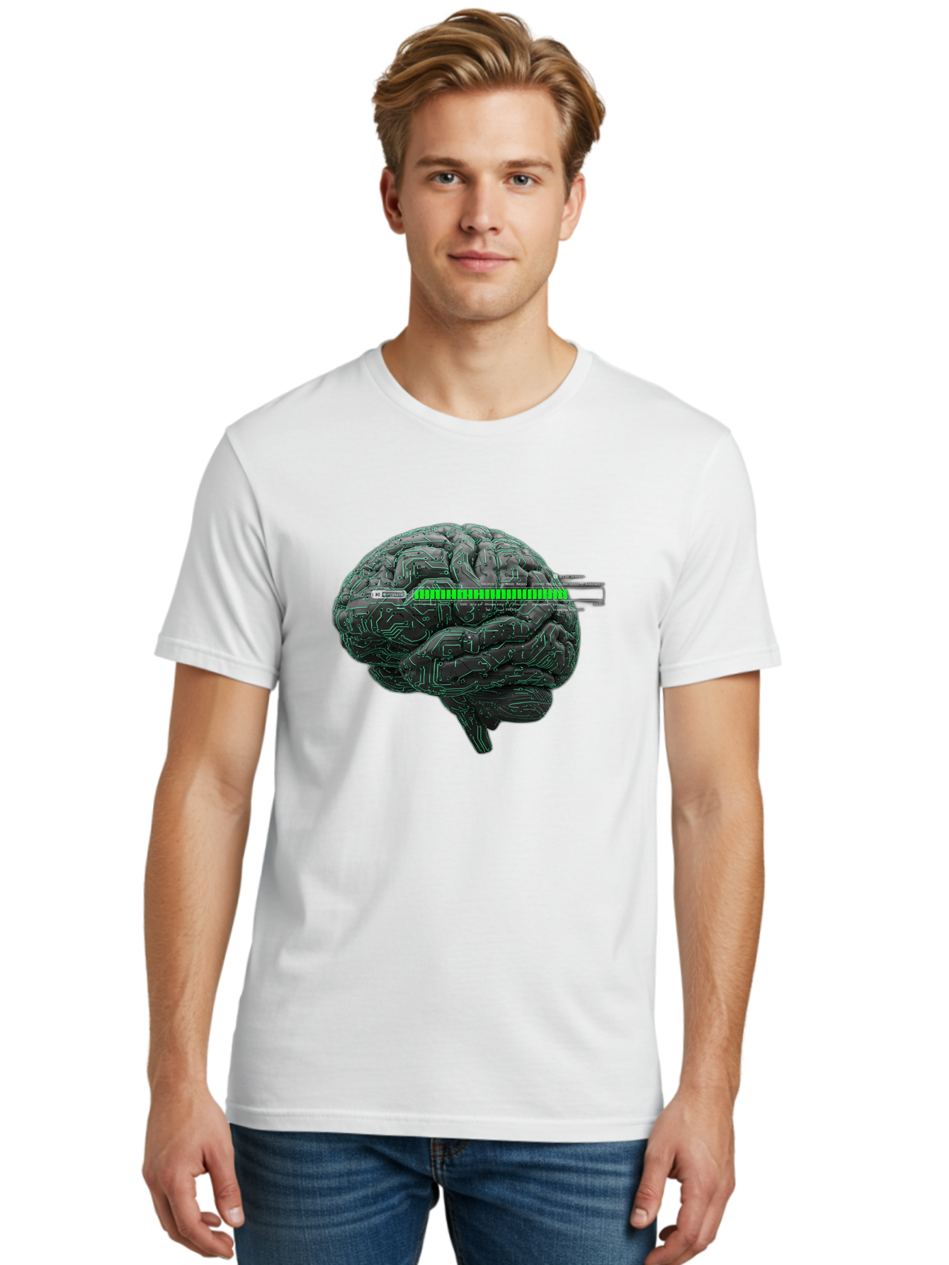 Cpu-Brain Men'S Graphic Tee, 100% Cotton, Comfortable Casual Summer Wear, Machine Washable, Human Brain, Circuit Board, Technology Integration, Futuristic Design, Artificial Intelligence, Neuroscience, Me Grown, Tech Meets Biology Baa409