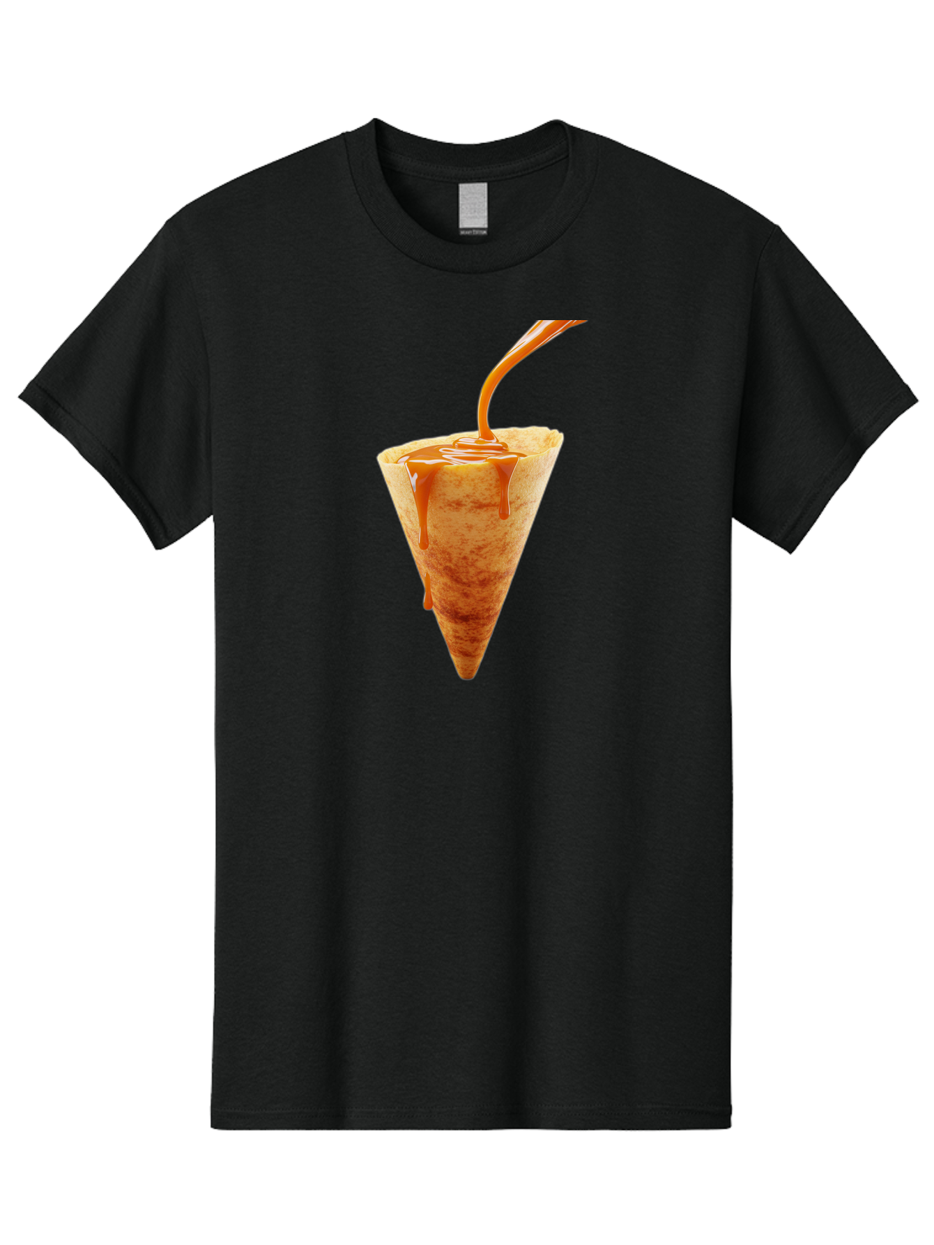 Crepe-With-Caramel-Sauce Men'S Graphic Tee, 100% Cotton, Comfortable Casual Summer Wear, Machine Washable, Caramel Sauce, Crepe, Sweet Treat, Dessert, Creamy Topping, Indulgent, French Cuisine, Caramel Drizzle, Pastry Baa415