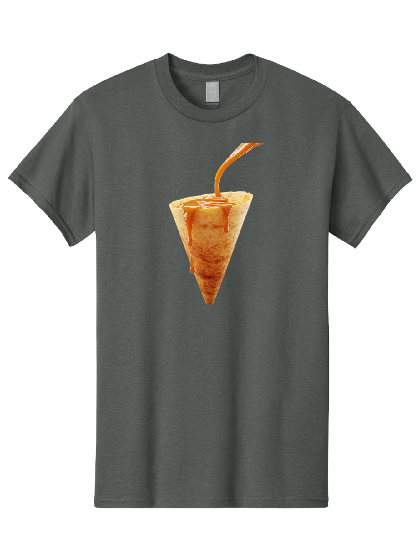 Crepe-With-Caramel-Sauce Men'S Graphic Tee, 100% Cotton, Comfortable Casual Summer Wear, Machine Washable, Caramel Sauce, Crepe, Sweet Treat, Dessert, Creamy Topping, Indulgent, French Cuisine, Caramel Drizzle, Pastry Baa415