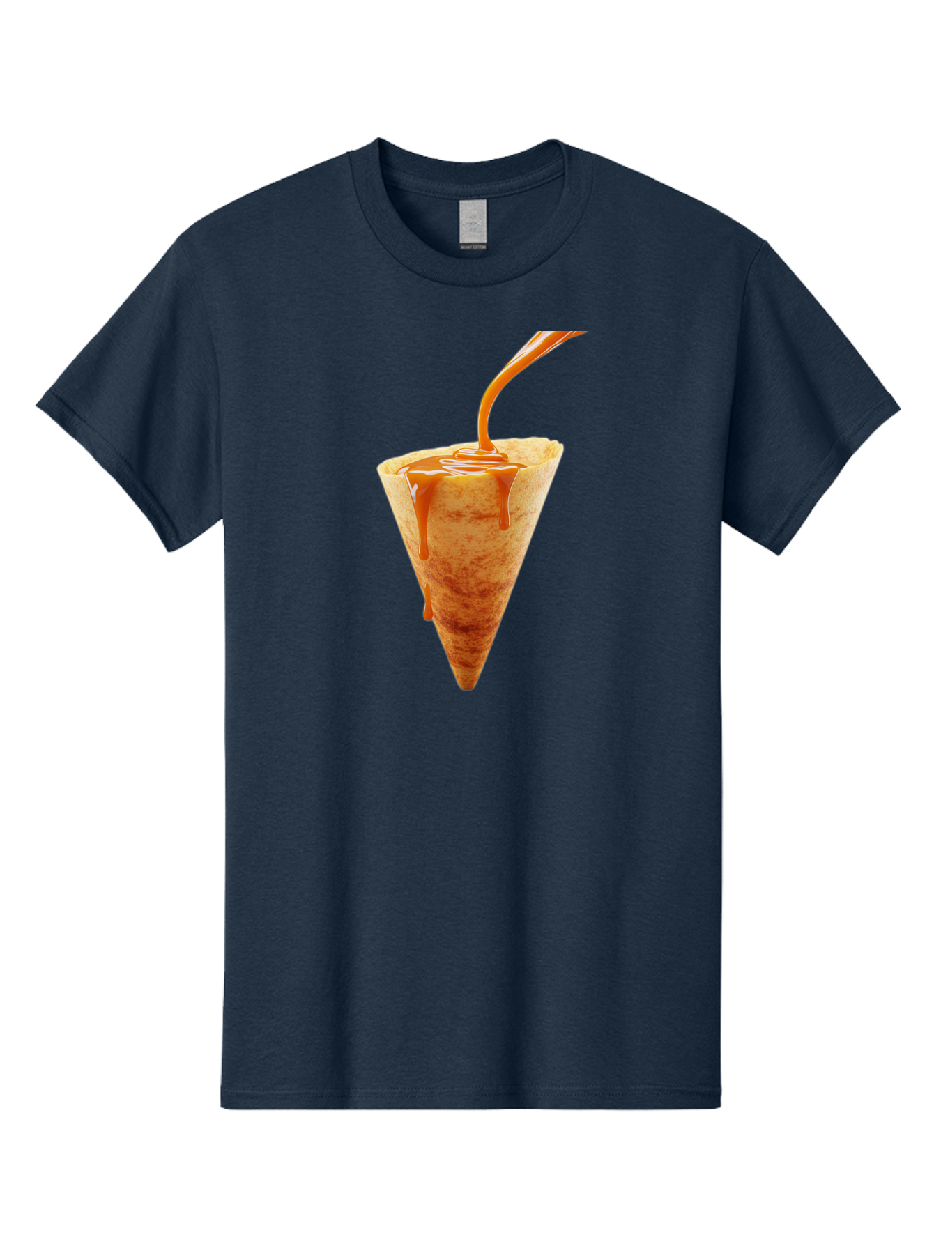 Crepe-With-Caramel-Sauce Men'S Graphic Tee, 100% Cotton, Comfortable Casual Summer Wear, Machine Washable, Caramel Sauce, Crepe, Sweet Treat, Dessert, Creamy Topping, Indulgent, French Cuisine, Caramel Drizzle, Pastry Baa415