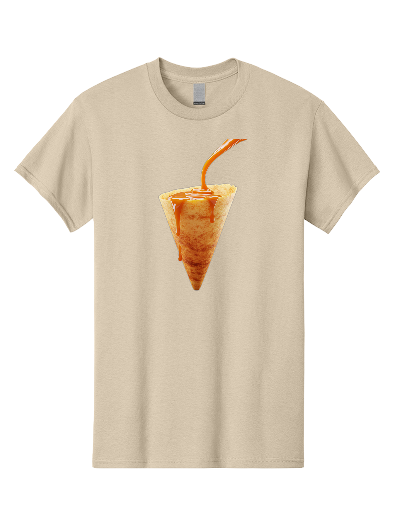 Crepe-With-Caramel-Sauce Men'S Graphic Tee, 100% Cotton, Comfortable Casual Summer Wear, Machine Washable, Caramel Sauce, Crepe, Sweet Treat, Dessert, Creamy Topping, Indulgent, French Cuisine, Caramel Drizzle, Pastry Baa415