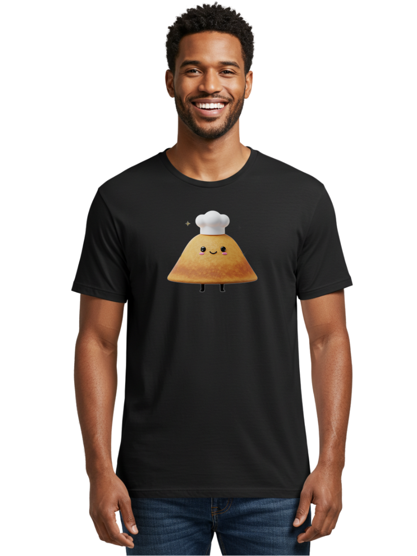 Crepe Men'S Graphic Tee, 100% Cotton, Comfortable Casual Summer Wear, Machine Washable, Crepe With Chef Hat, Cartoon Food, Adorable Character, Smiling Face, Cute Animation, French Cuisine, Sweet Treat, Foodie Fun, Animated Delight, Baa416