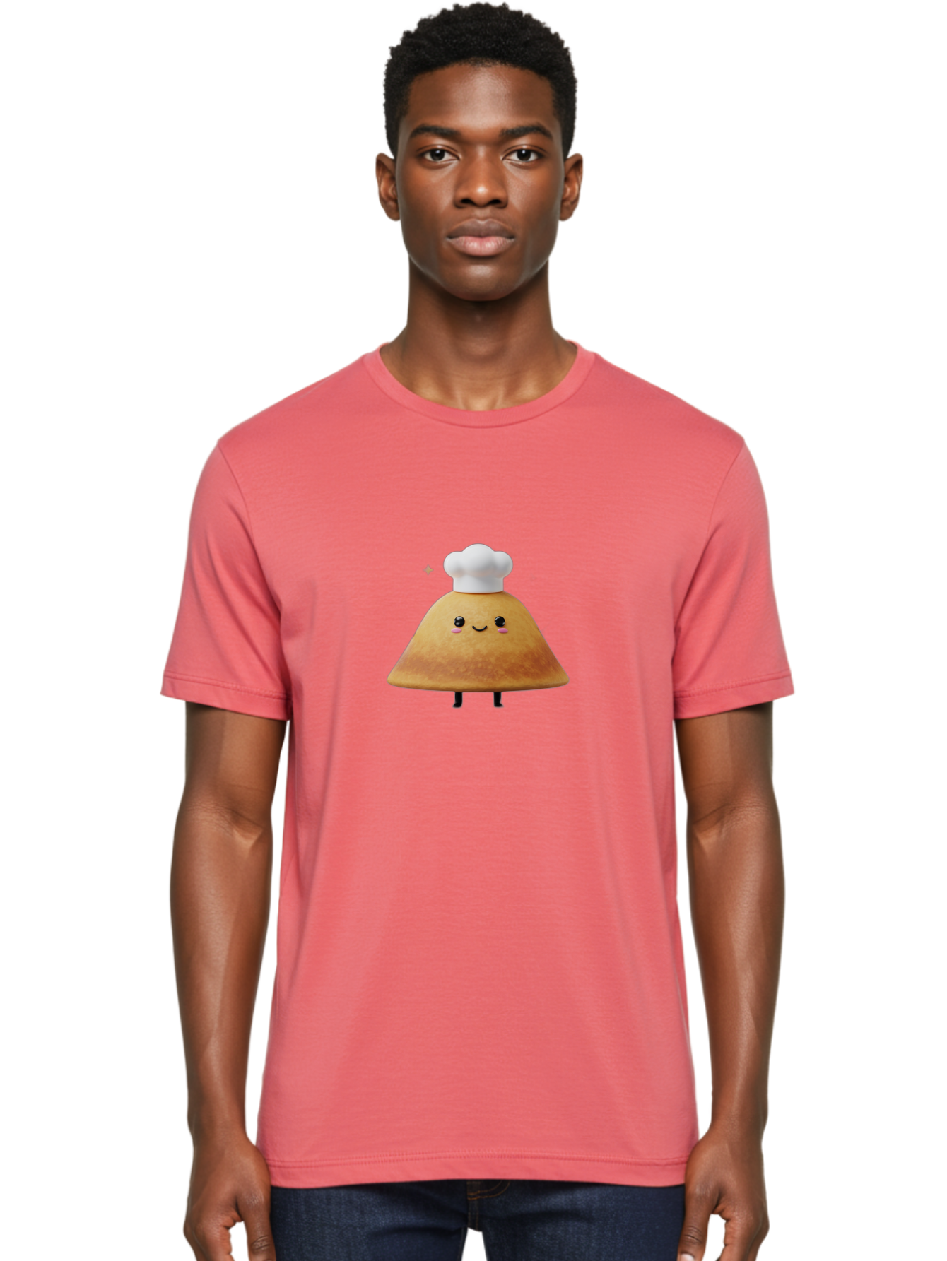 Crepe Men'S Graphic Tee, 100% Cotton, Comfortable Casual Summer Wear, Machine Washable, Crepe With Chef Hat, Cartoon Food, Adorable Character, Smiling Face, Cute Animation, French Cuisine, Sweet Treat, Foodie Fun, Animated Delight, Baa416