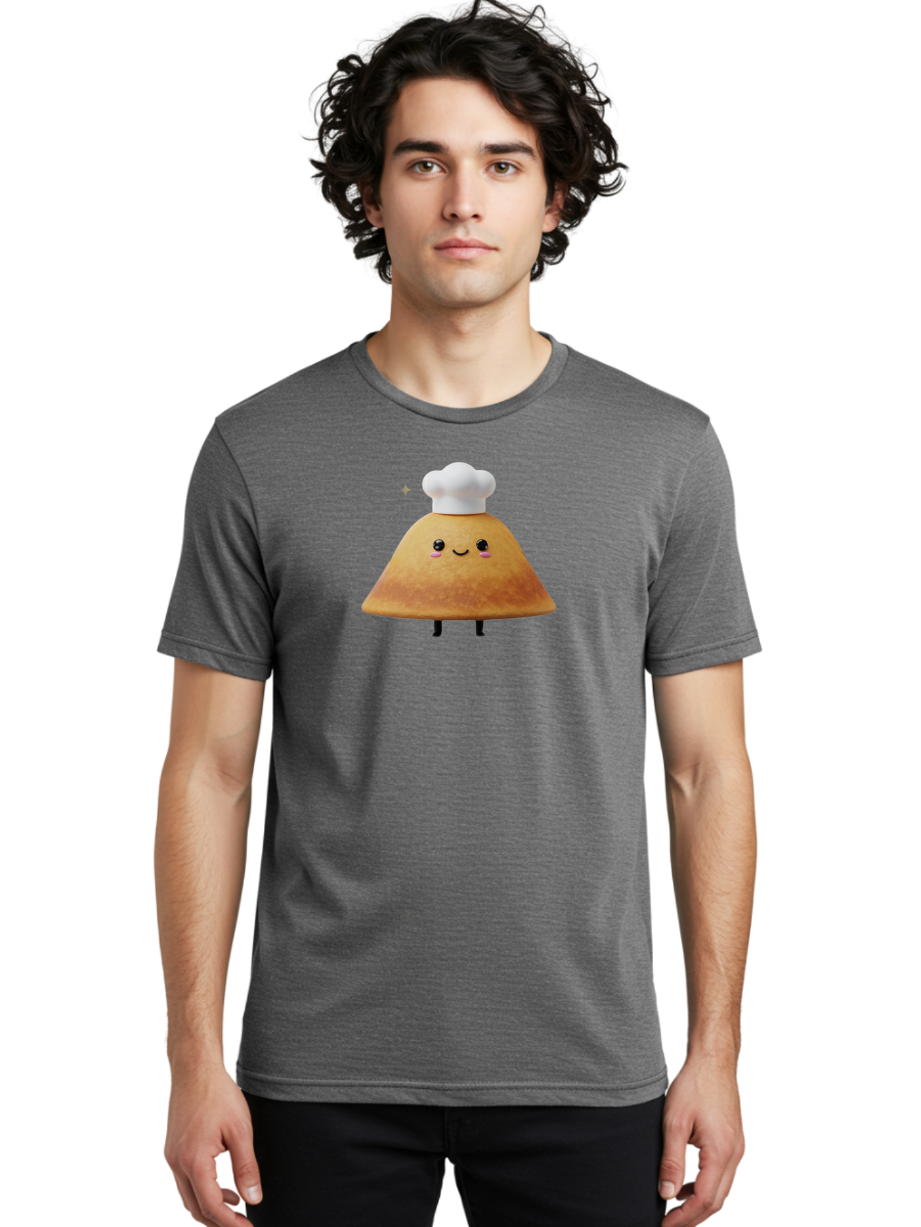 Crepe Men'S Graphic Tee, 100% Cotton, Comfortable Casual Summer Wear, Machine Washable, Crepe With Chef Hat, Cartoon Food, Adorable Character, Smiling Face, Cute Animation, French Cuisine, Sweet Treat, Foodie Fun, Animated Delight, Baa416