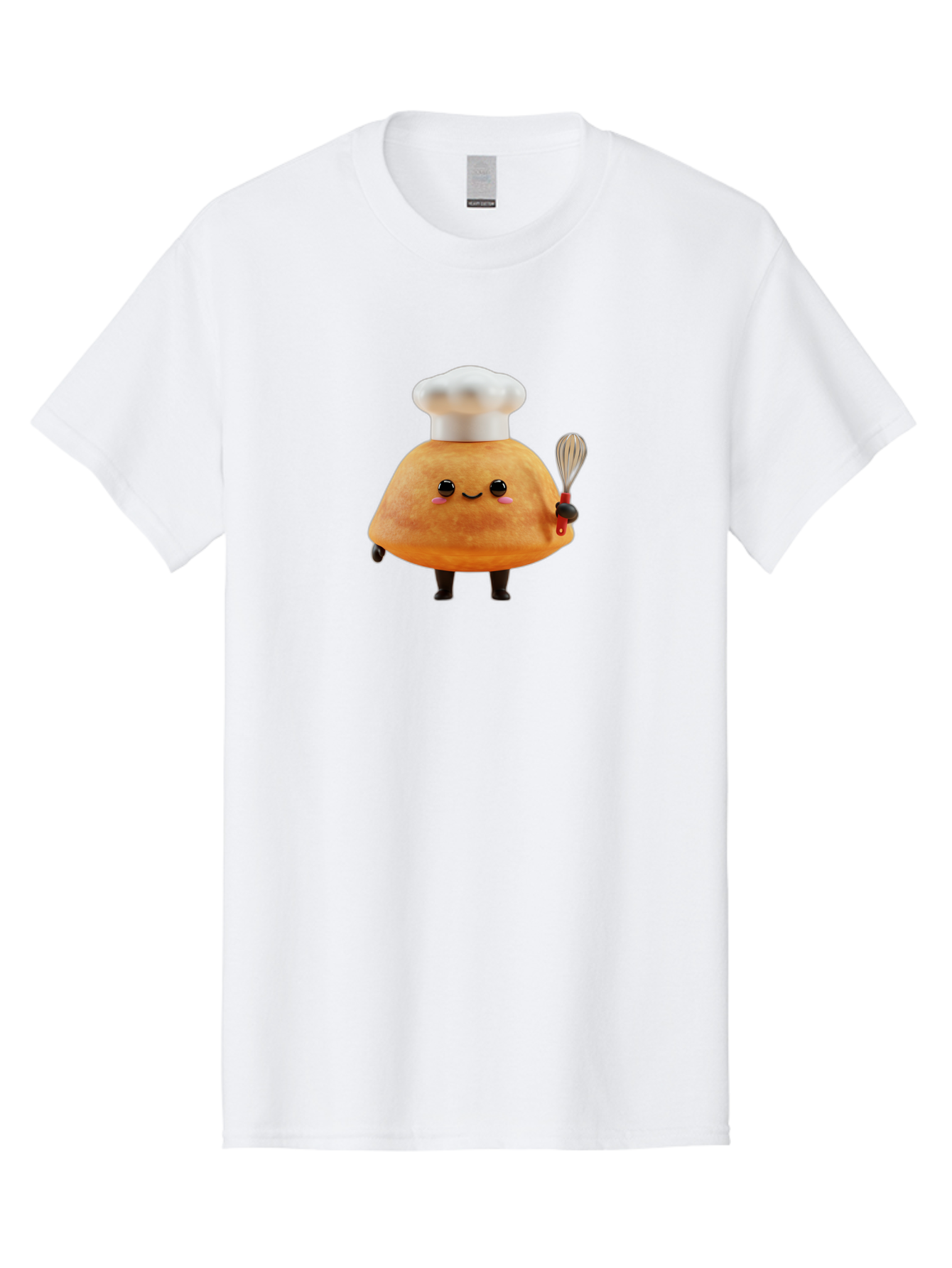 Croissant-Character Men'S Graphic Tee, 100% Cotton, Comfortable Casual Summer Wear, Machine Washable, Cartoon Bun, Chef'S Hat, Cute Pastry, Whimsical Character, Baking Illustration, Playful Food Art, Kitchen Delight, Sweet Treat Baa417