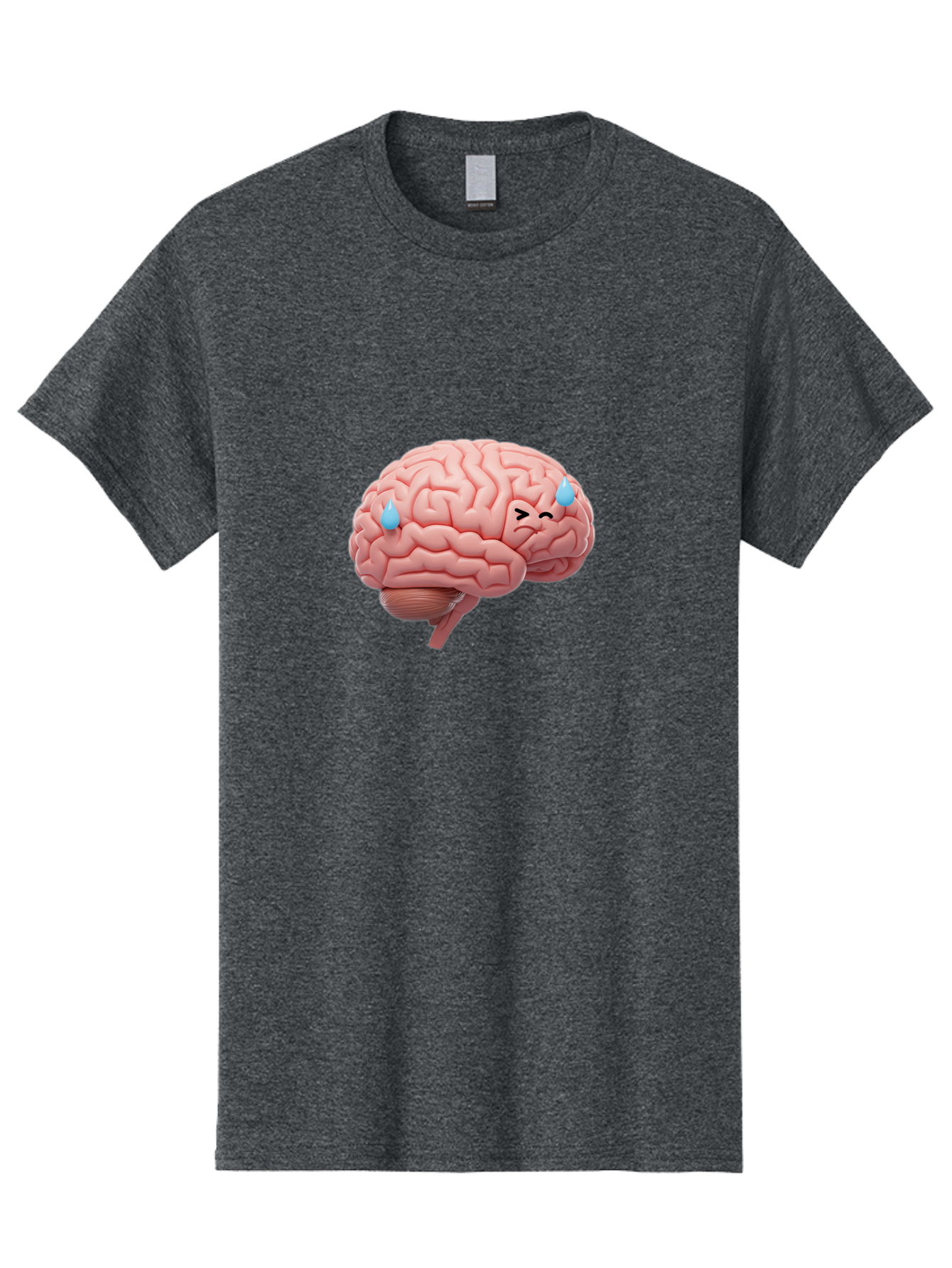 Crying-Brain Men'S Graphic Tee, 100% Cotton, Comfortable Casual Summer Wear, Machine Washable, Human Brain, Sad Face, Blue Tears, Brain Exhaustion, Mental Fatigue, Emotional Stress, Crying Brain, Anxiety, Stress Response Baa421