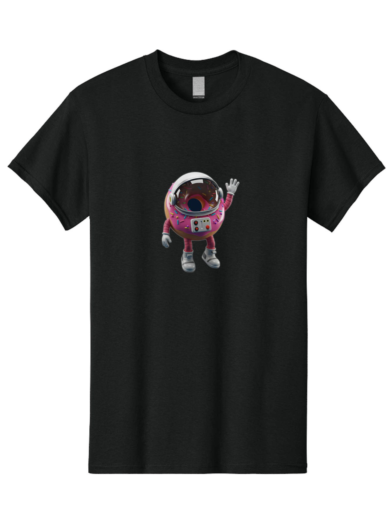 Cupcake-Astronaut Men'S Graphic Tee, 100% Cotton, Comfortable Casual Summer Wear, Machine Washable, Pink Donut Astronaut, Donut Character, Astronaut Costume, Sprinkles Decoration, Futuristic Space Suit, Hello Gesture, Donut Themed, Baa424