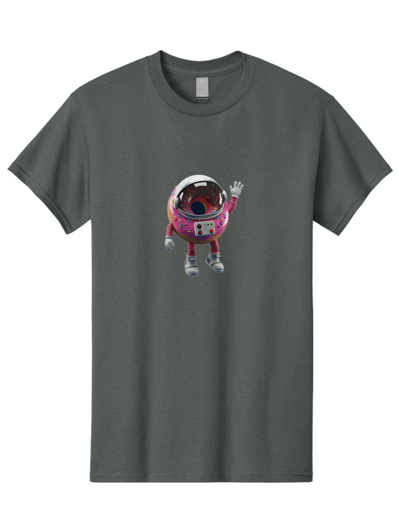 Cupcake-Astronaut Men'S Graphic Tee, 100% Cotton, Comfortable Casual Summer Wear, Machine Washable, Pink Donut Astronaut, Donut Character, Astronaut Costume, Sprinkles Decoration, Futuristic Space Suit, Hello Gesture, Donut Themed, Baa424