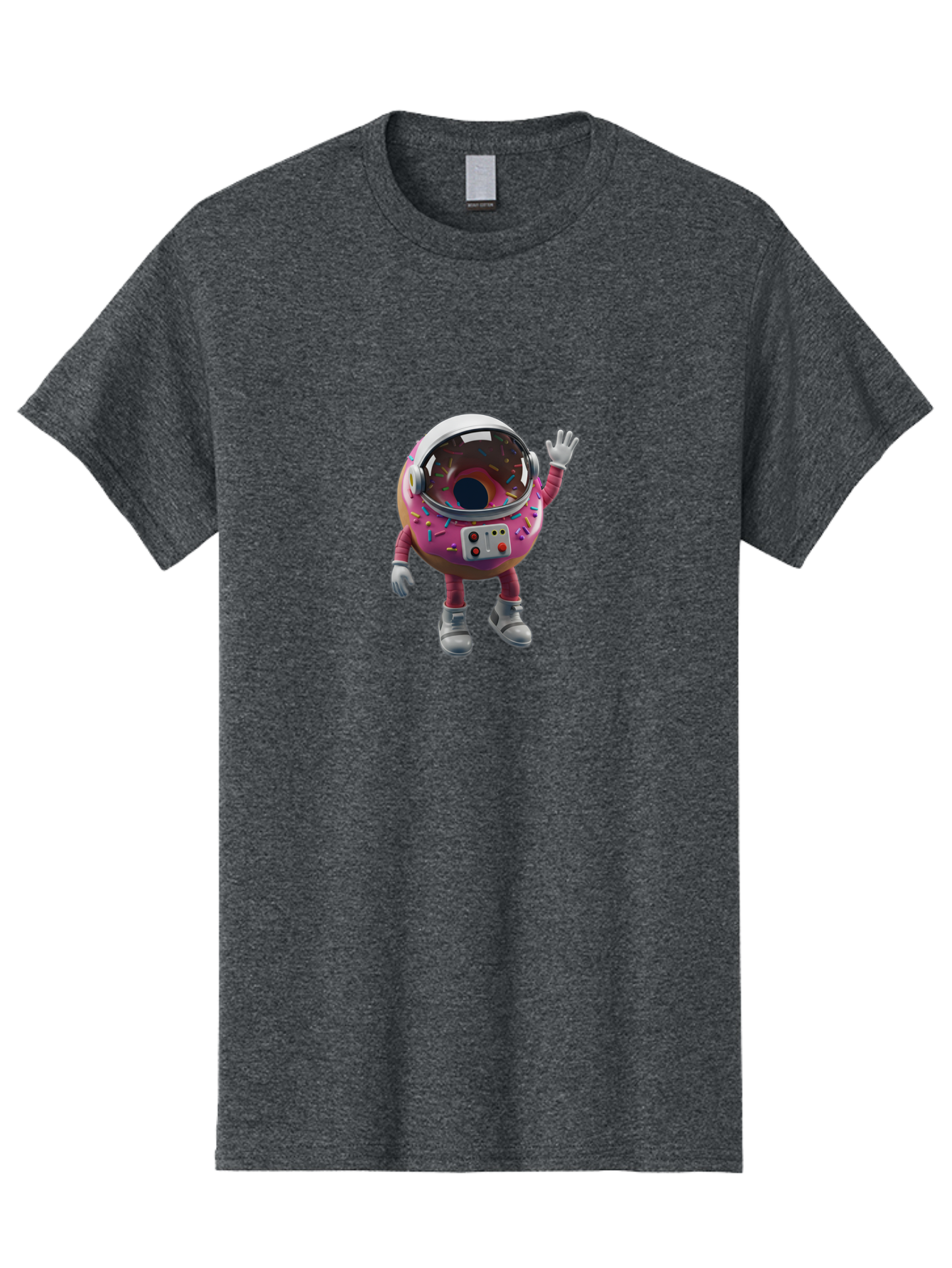 Cupcake-Astronaut Men'S Graphic Tee, 100% Cotton, Comfortable Casual Summer Wear, Machine Washable, Pink Donut Astronaut, Donut Character, Astronaut Costume, Sprinkles Decoration, Futuristic Space Suit, Hello Gesture, Donut Themed, Baa424