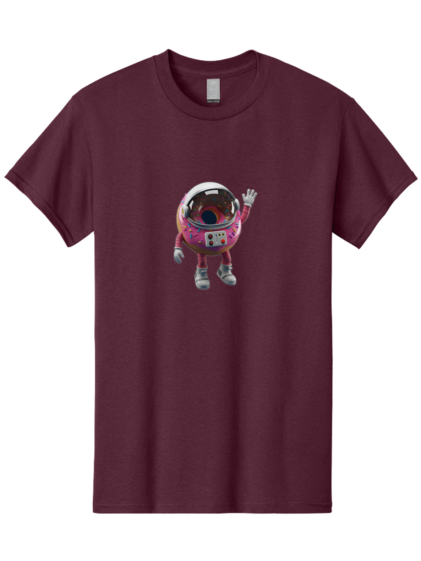 Cupcake-Astronaut Men'S Graphic Tee, 100% Cotton, Comfortable Casual Summer Wear, Machine Washable, Pink Donut Astronaut, Donut Character, Astronaut Costume, Sprinkles Decoration, Futuristic Space Suit, Hello Gesture, Donut Themed, Baa424