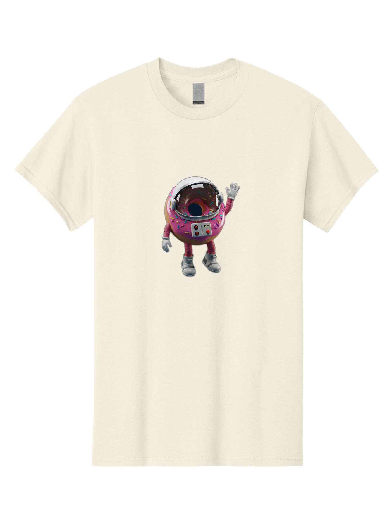 Cupcake-Astronaut Men'S Graphic Tee, 100% Cotton, Comfortable Casual Summer Wear, Machine Washable, Pink Donut Astronaut, Donut Character, Astronaut Costume, Sprinkles Decoration, Futuristic Space Suit, Hello Gesture, Donut Themed, Baa424
