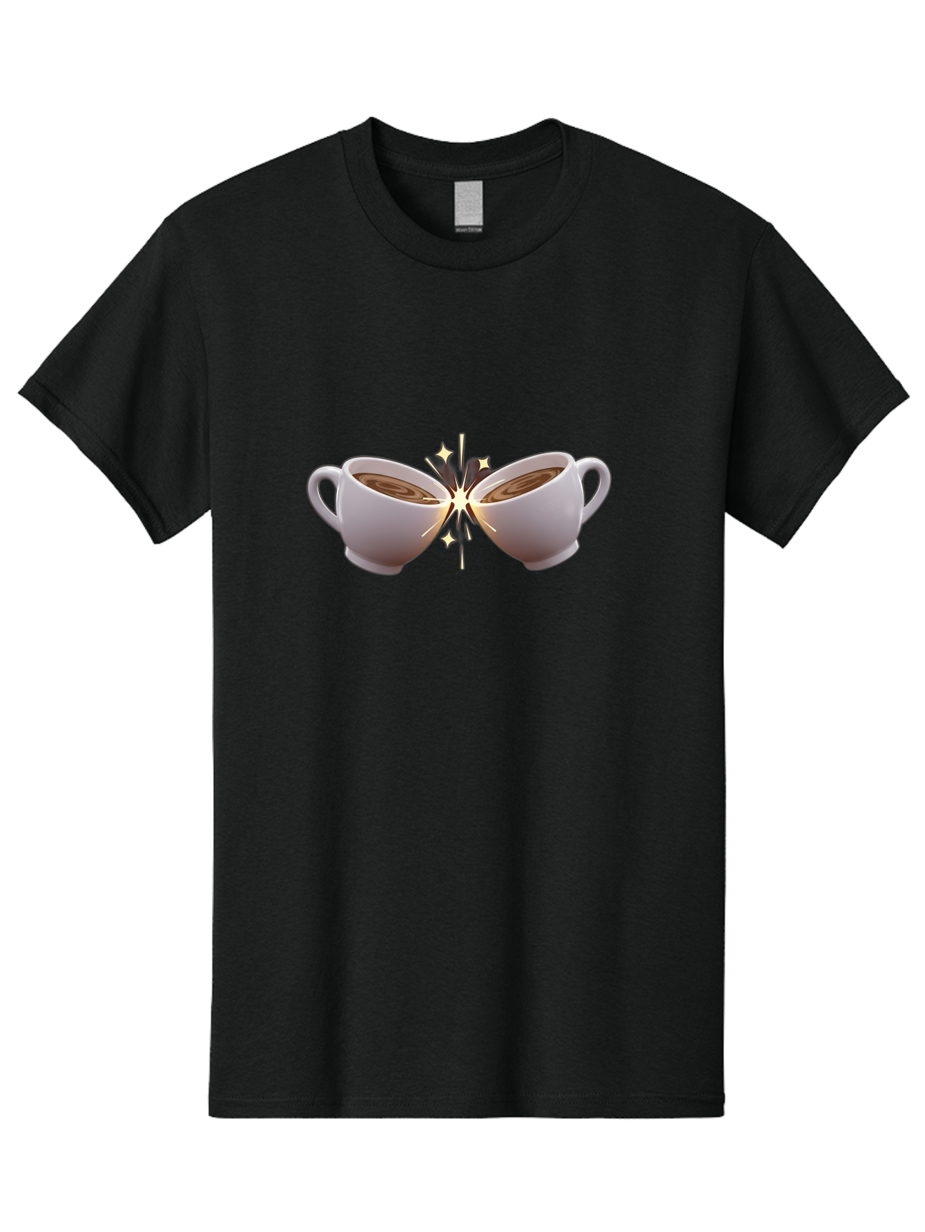 Cups-Cheering Men'S Graphic Tee, 100% Cotton, Comfortable Casual Summer Wear, Machine Washable, Coffee Cups Clinking, Frothy Coffee, Warm Beverage, Social Gathering, Friendship, Toast, Celebration, Coffee Culture, Caffeine Baa426