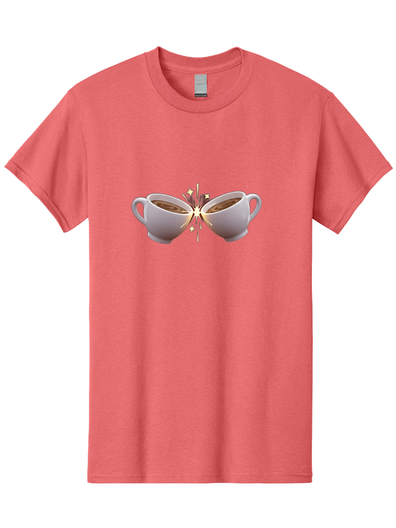 Cups-Cheering Men'S Graphic Tee, 100% Cotton, Comfortable Casual Summer Wear, Machine Washable, Coffee Cups Clinking, Frothy Coffee, Warm Beverage, Social Gathering, Friendship, Toast, Celebration, Coffee Culture, Caffeine Baa426