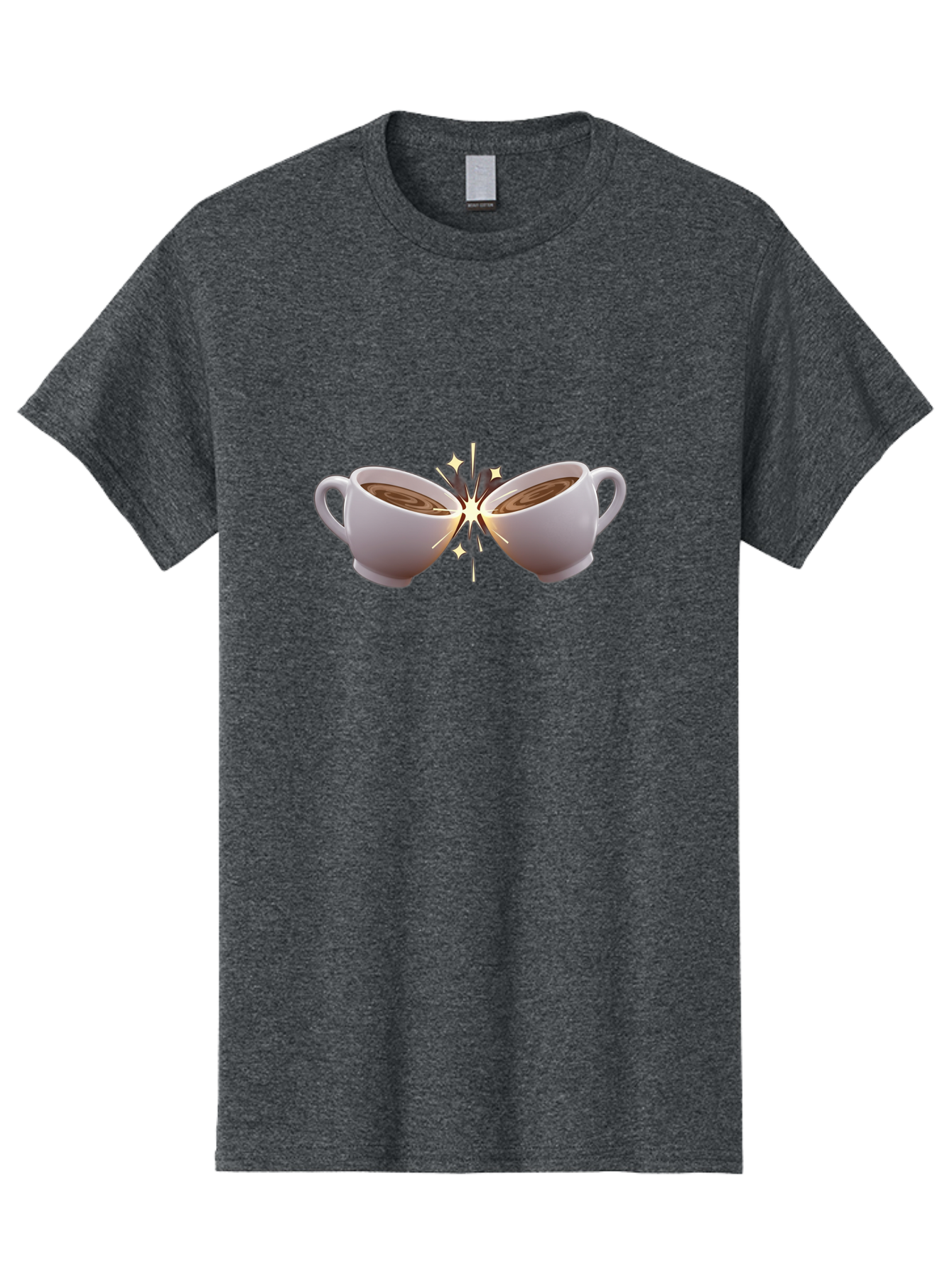 Cups-Cheering Men'S Graphic Tee, 100% Cotton, Comfortable Casual Summer Wear, Machine Washable, Coffee Cups Clinking, Frothy Coffee, Warm Beverage, Social Gathering, Friendship, Toast, Celebration, Coffee Culture, Caffeine Baa426