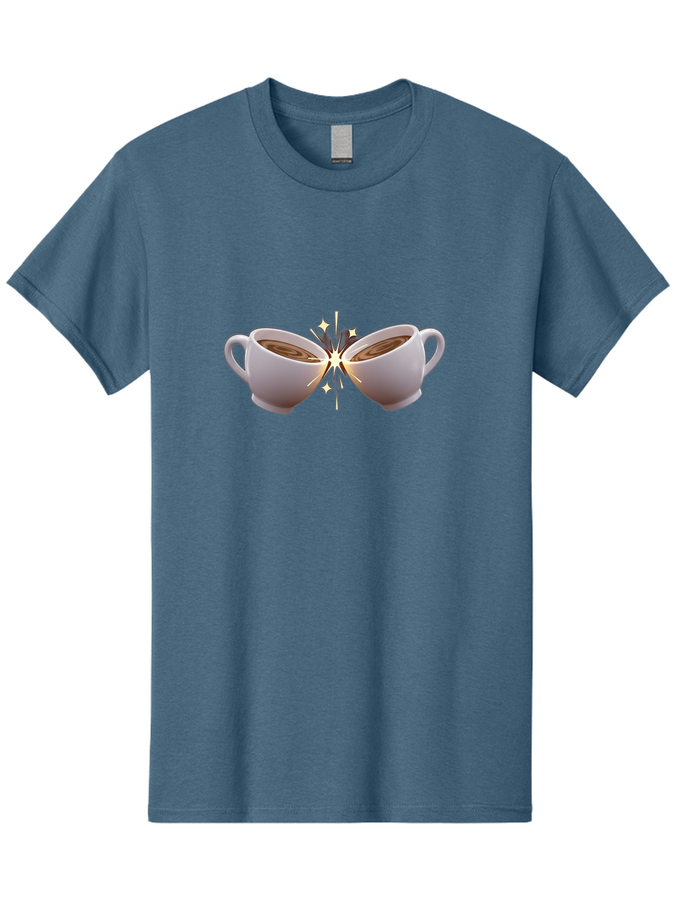 Cups-Cheering Men'S Graphic Tee, 100% Cotton, Comfortable Casual Summer Wear, Machine Washable, Coffee Cups Clinking, Frothy Coffee, Warm Beverage, Social Gathering, Friendship, Toast, Celebration, Coffee Culture, Caffeine Baa426