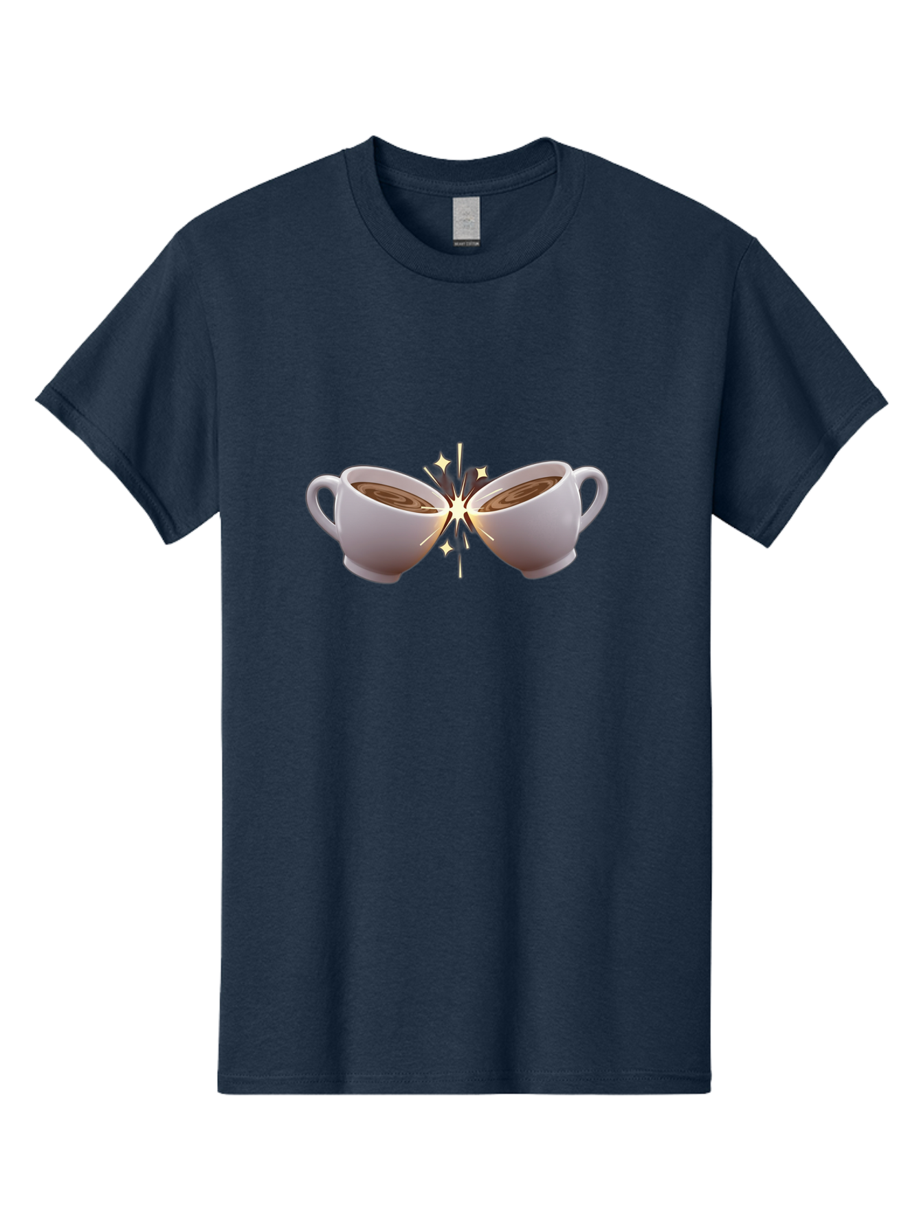 Cups-Cheering Men'S Graphic Tee, 100% Cotton, Comfortable Casual Summer Wear, Machine Washable, Coffee Cups Clinking, Frothy Coffee, Warm Beverage, Social Gathering, Friendship, Toast, Celebration, Coffee Culture, Caffeine Baa426