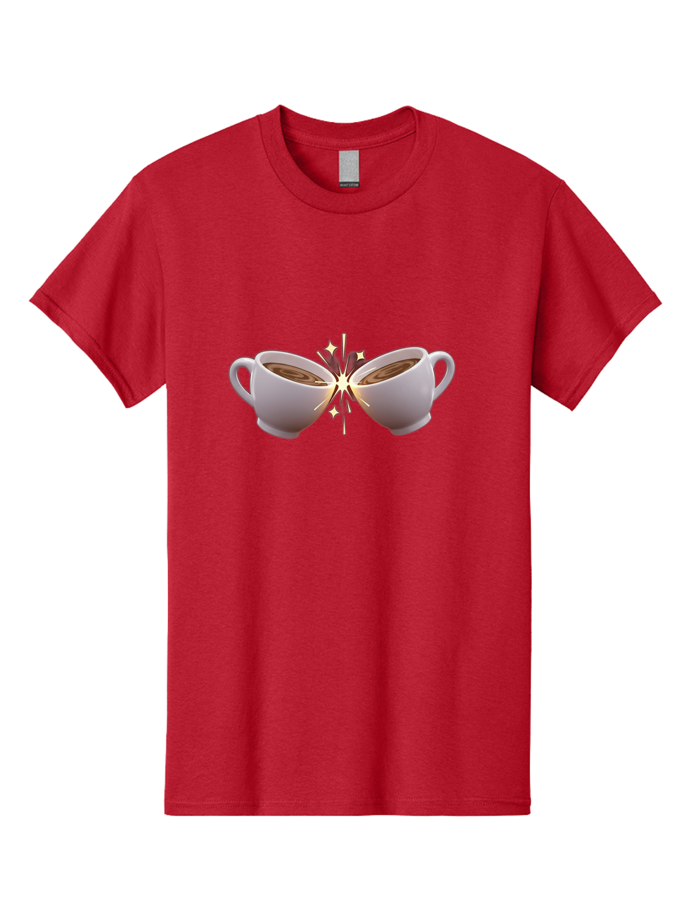 Cups-Cheering Men'S Graphic Tee, 100% Cotton, Comfortable Casual Summer Wear, Machine Washable, Coffee Cups Clinking, Frothy Coffee, Warm Beverage, Social Gathering, Friendship, Toast, Celebration, Coffee Culture, Caffeine Baa426