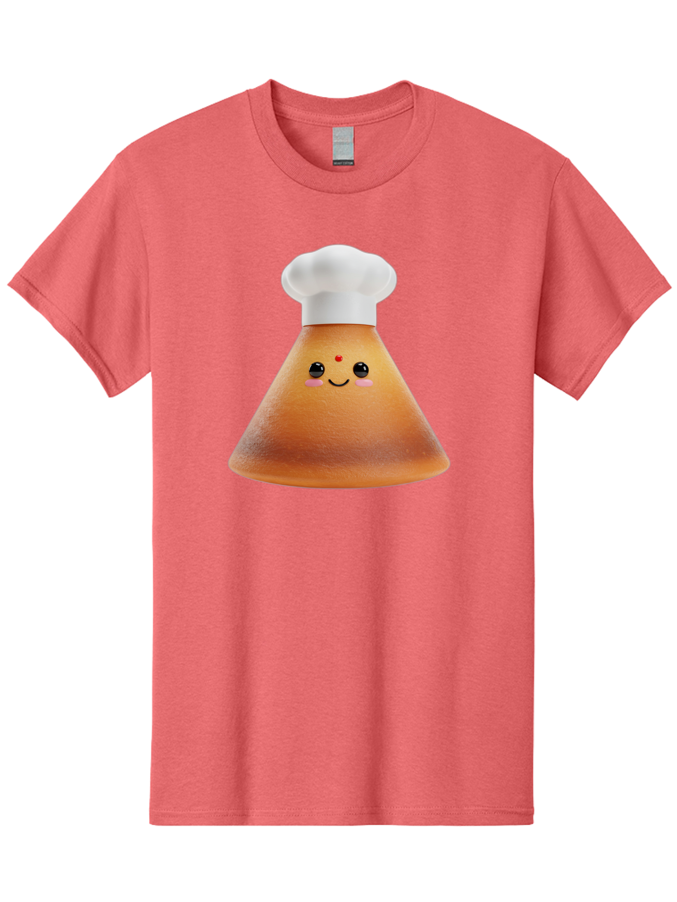 Cute-Cone-Dosa Men'S Graphic Tee, 100% Cotton, Comfortable Casual Summer Wear, Machine Washable, Cartoon Character, Indian Cuisine, Chef Hat, Conical Shape, Smiling Face, Red Bindi, Cute Expression, Rosy Cheeks, Playful Vibe, Baa435