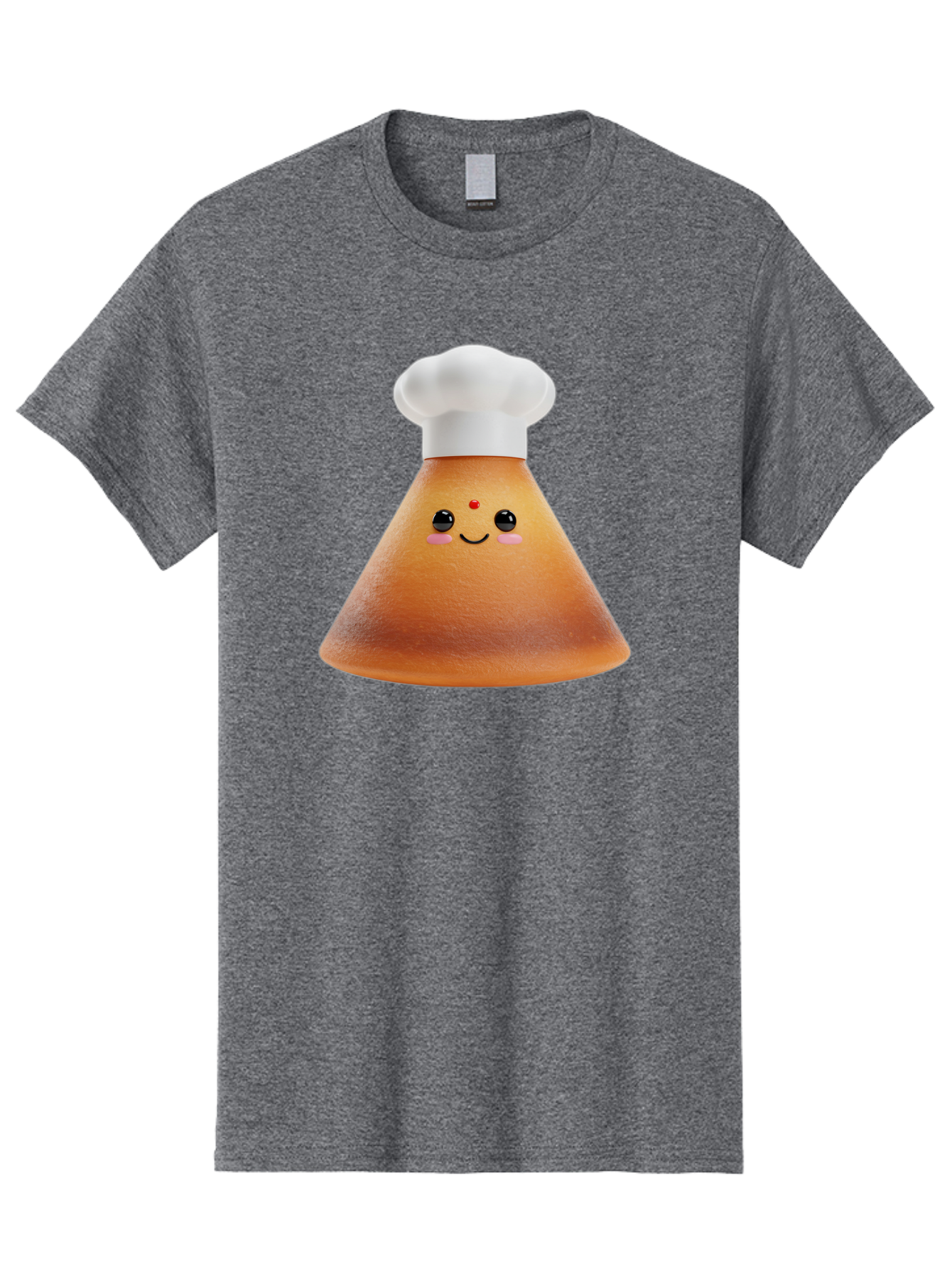 Cute-Cone-Dosa Men'S Graphic Tee, 100% Cotton, Comfortable Casual Summer Wear, Machine Washable, Cartoon Character, Indian Cuisine, Chef Hat, Conical Shape, Smiling Face, Red Bindi, Cute Expression, Rosy Cheeks, Playful Vibe, Baa435