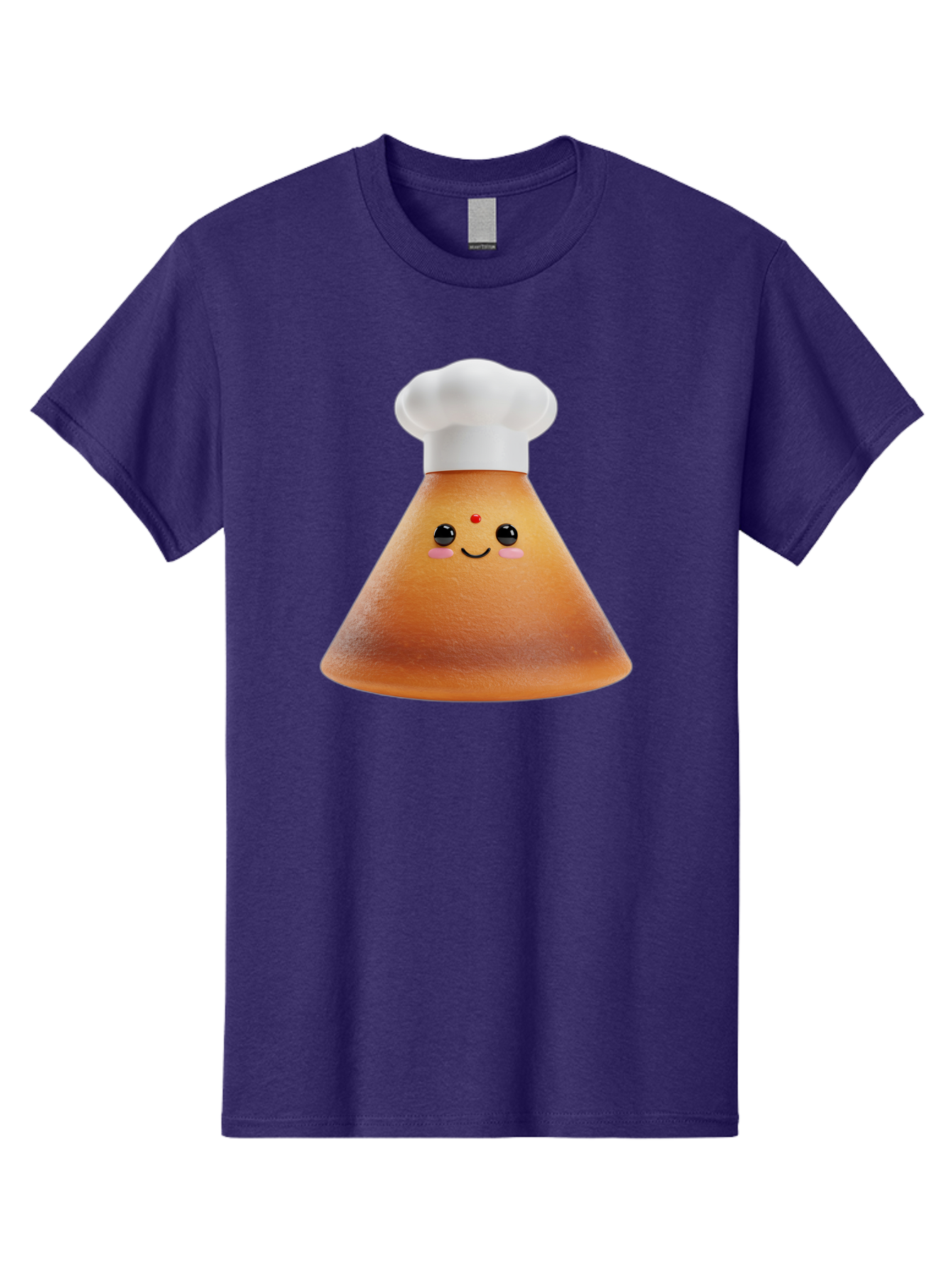 Cute-Cone-Dosa Men'S Graphic Tee, 100% Cotton, Comfortable Casual Summer Wear, Machine Washable, Cartoon Character, Indian Cuisine, Chef Hat, Conical Shape, Smiling Face, Red Bindi, Cute Expression, Rosy Cheeks, Playful Vibe, Baa435