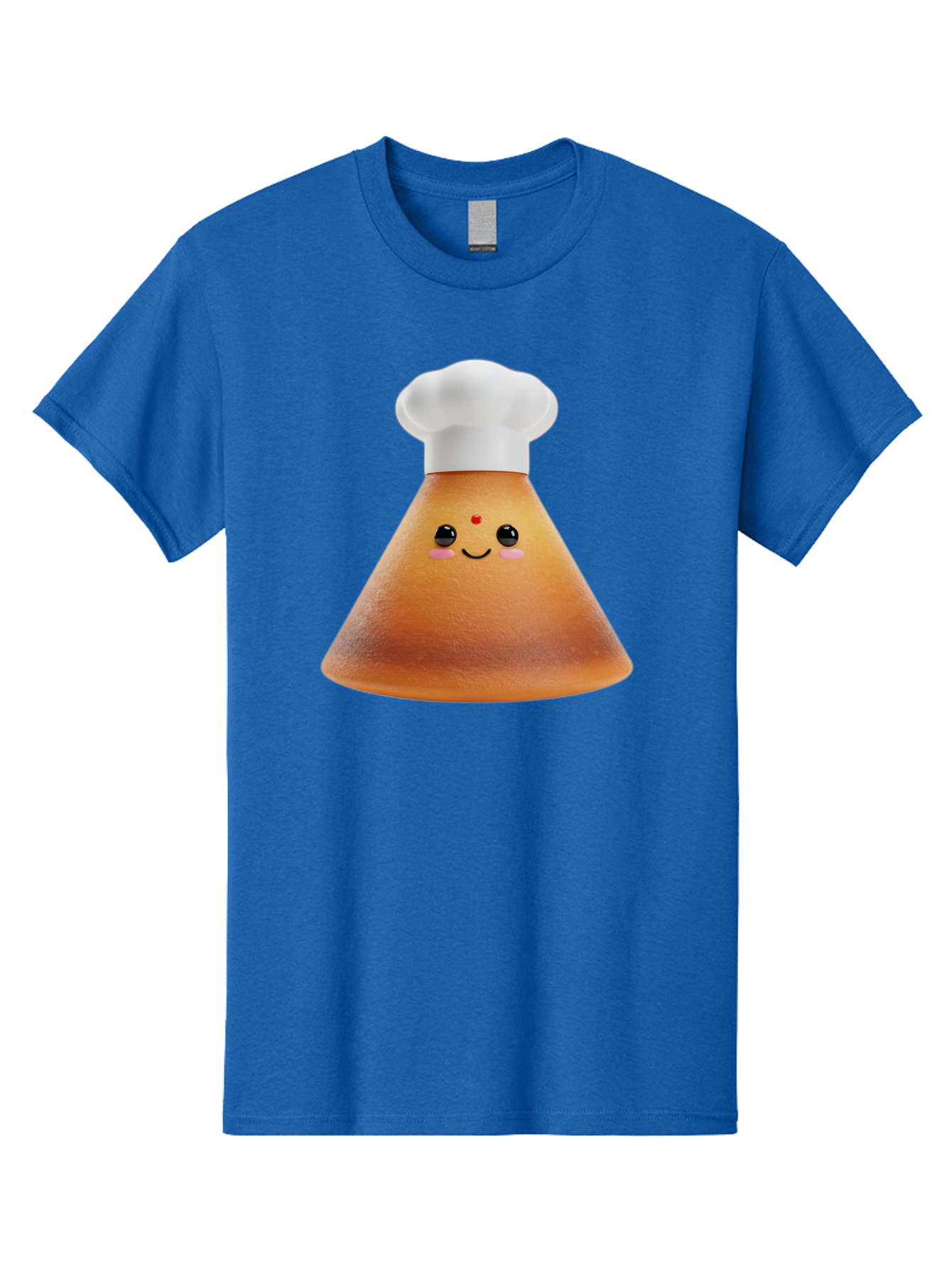 Cute-Cone-Dosa Men'S Graphic Tee, 100% Cotton, Comfortable Casual Summer Wear, Machine Washable, Cartoon Character, Indian Cuisine, Chef Hat, Conical Shape, Smiling Face, Red Bindi, Cute Expression, Rosy Cheeks, Playful Vibe, Baa435