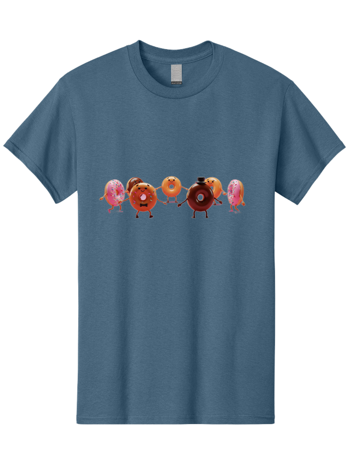 Dancing-Donuts Men'S Graphic Tee, 100% Cotton, Comfortable Casual Summer Wear, Machine Washable, Anthropomorphic Donuts, Donut Characters, Dancing Donuts, Sweet Treats, Tasty Pastries, Donut Party, Funny Donuts, Cartoon Donuts, Playful Donuts, Baa439