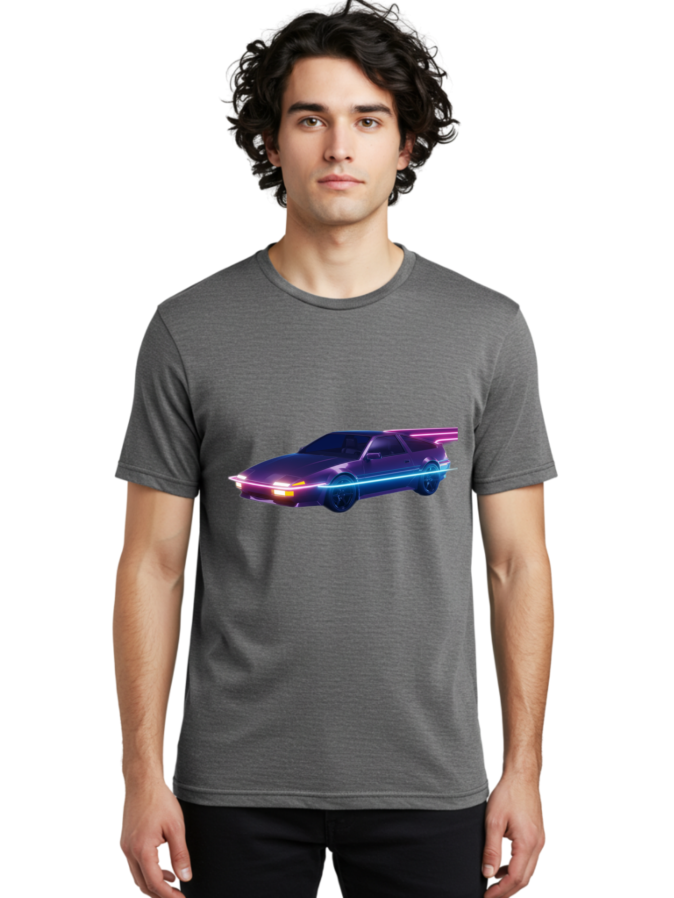Datsun-280Z Men'S Graphic Tee, 100% Cotton, Comfortable Casual Summer Wear, Machine Washable, Sports Car, Neon Lights, Futuristic Design, Sleek Vehicle, High-Tech Car, Synthwave Aesthetic, Retro-Futurism, Glowing Accents, Modern Style Baa441