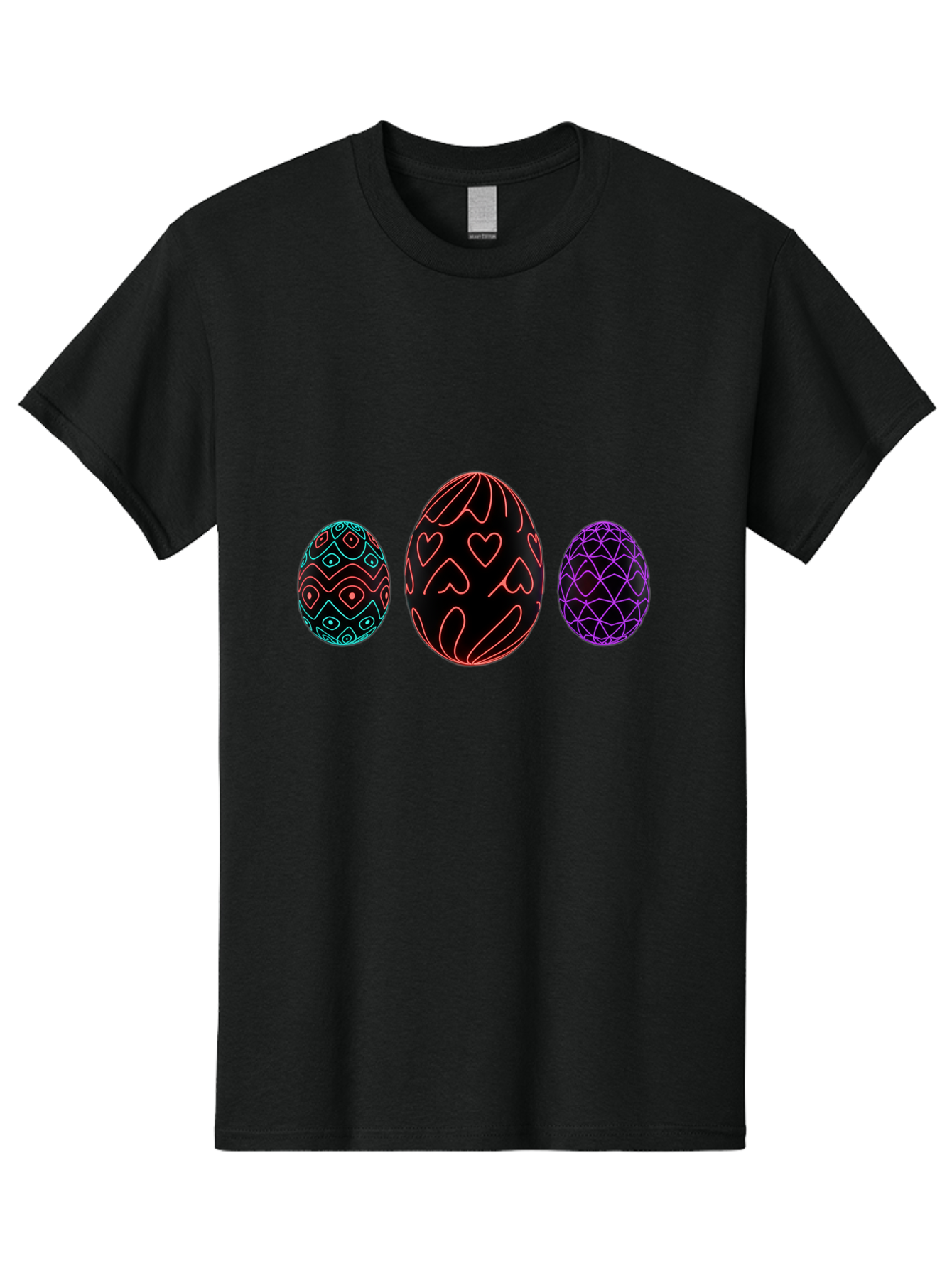 Decorative-Eggs Men'S Graphic Tee, 100% Cotton, Comfortable Casual Summer Wear, Machine Washable, Decorated Eggs, Easter Eggs, Colorful Patterns, Abstract Designs, Heart Motifs, Geometric Shapes, Festive, Vibrant Colors, Easter Celebration Baa443