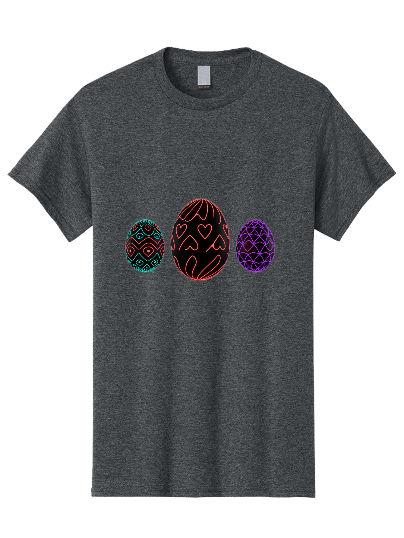 Decorative-Eggs Men'S Graphic Tee, 100% Cotton, Comfortable Casual Summer Wear, Machine Washable, Decorated Eggs, Easter Eggs, Colorful Patterns, Abstract Designs, Heart Motifs, Geometric Shapes, Festive, Vibrant Colors, Easter Celebration Baa443