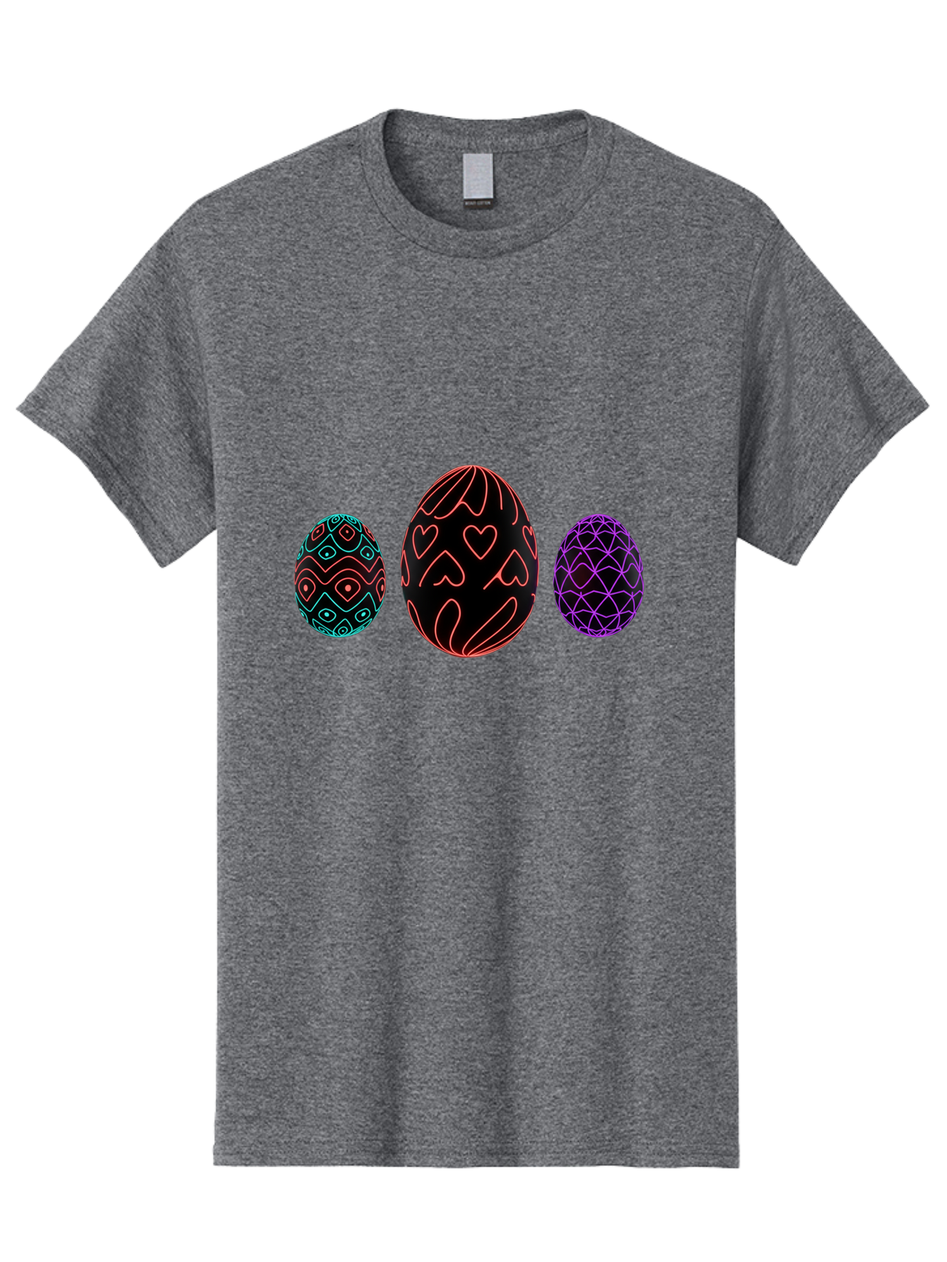 Decorative-Eggs Men'S Graphic Tee, 100% Cotton, Comfortable Casual Summer Wear, Machine Washable, Decorated Eggs, Easter Eggs, Colorful Patterns, Abstract Designs, Heart Motifs, Geometric Shapes, Festive, Vibrant Colors, Easter Celebration Baa443
