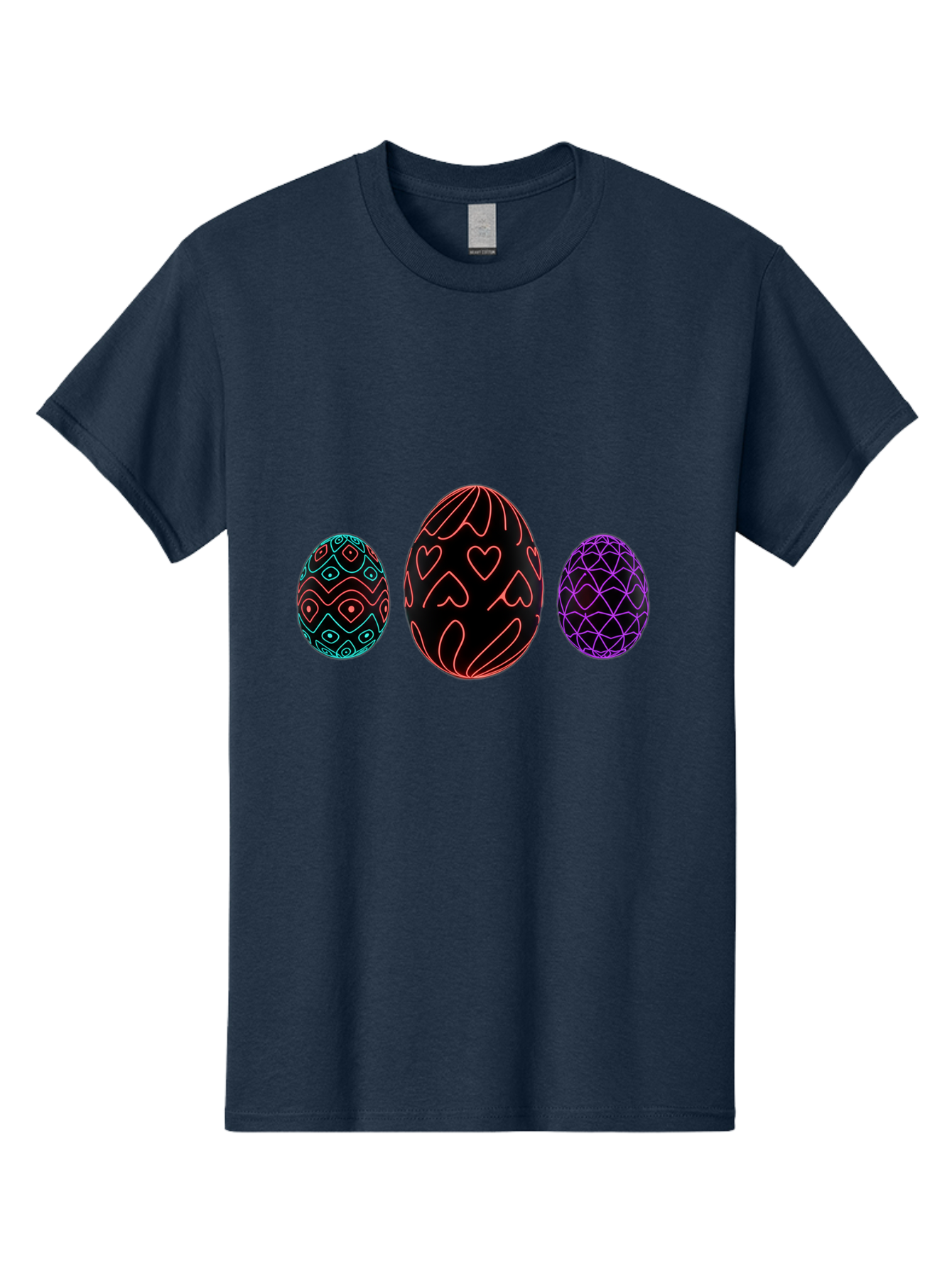 Decorative-Eggs Men'S Graphic Tee, 100% Cotton, Comfortable Casual Summer Wear, Machine Washable, Decorated Eggs, Easter Eggs, Colorful Patterns, Abstract Designs, Heart Motifs, Geometric Shapes, Festive, Vibrant Colors, Easter Celebration Baa443