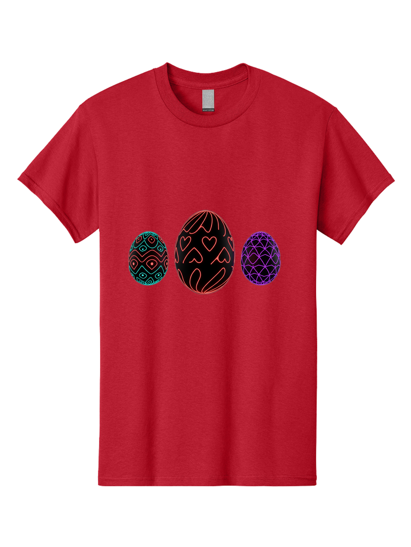 Decorative-Eggs Men'S Graphic Tee, 100% Cotton, Comfortable Casual Summer Wear, Machine Washable, Decorated Eggs, Easter Eggs, Colorful Patterns, Abstract Designs, Heart Motifs, Geometric Shapes, Festive, Vibrant Colors, Easter Celebration Baa443